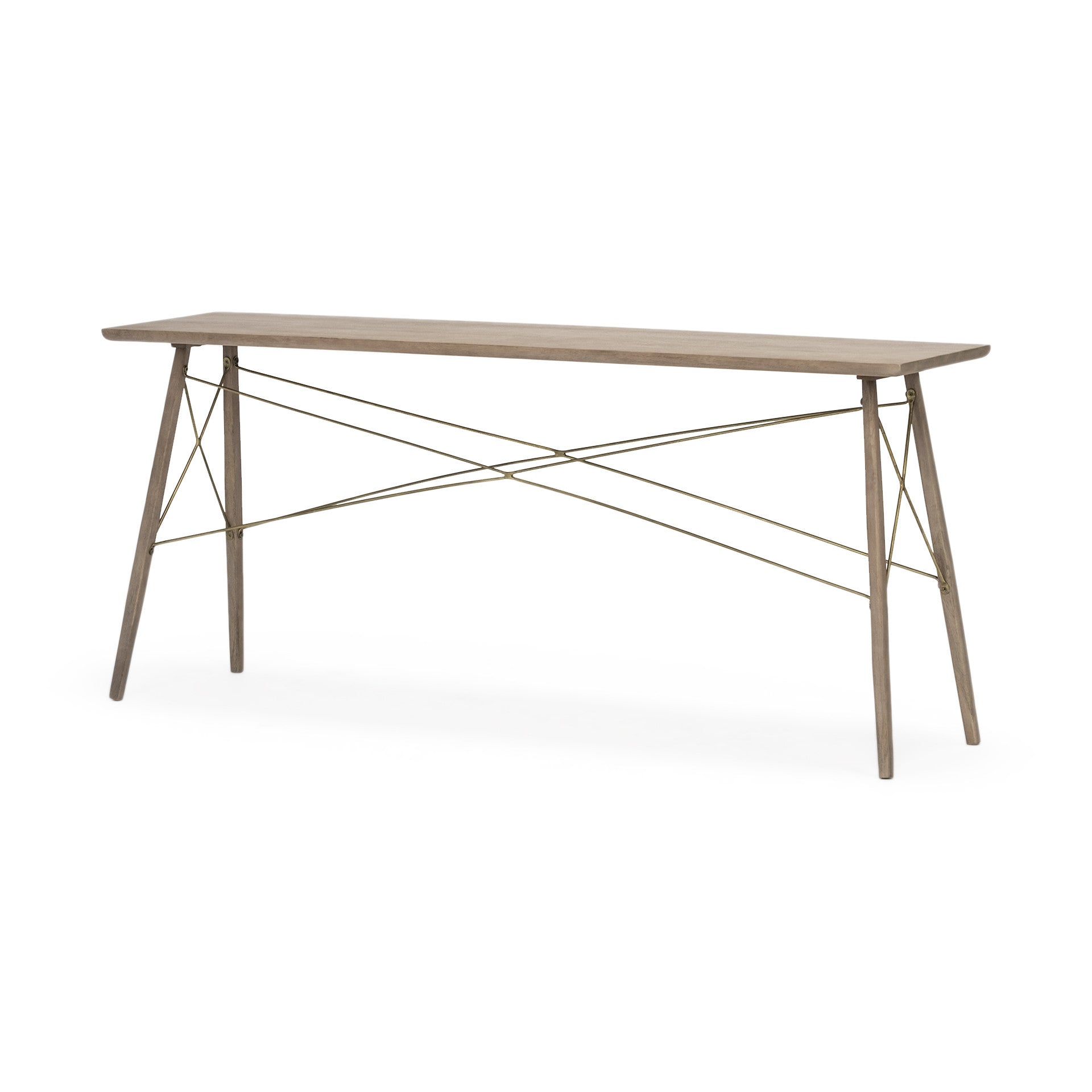  Medium Brown Wooden Console Table With 4 Angular Legs By Homeroots 