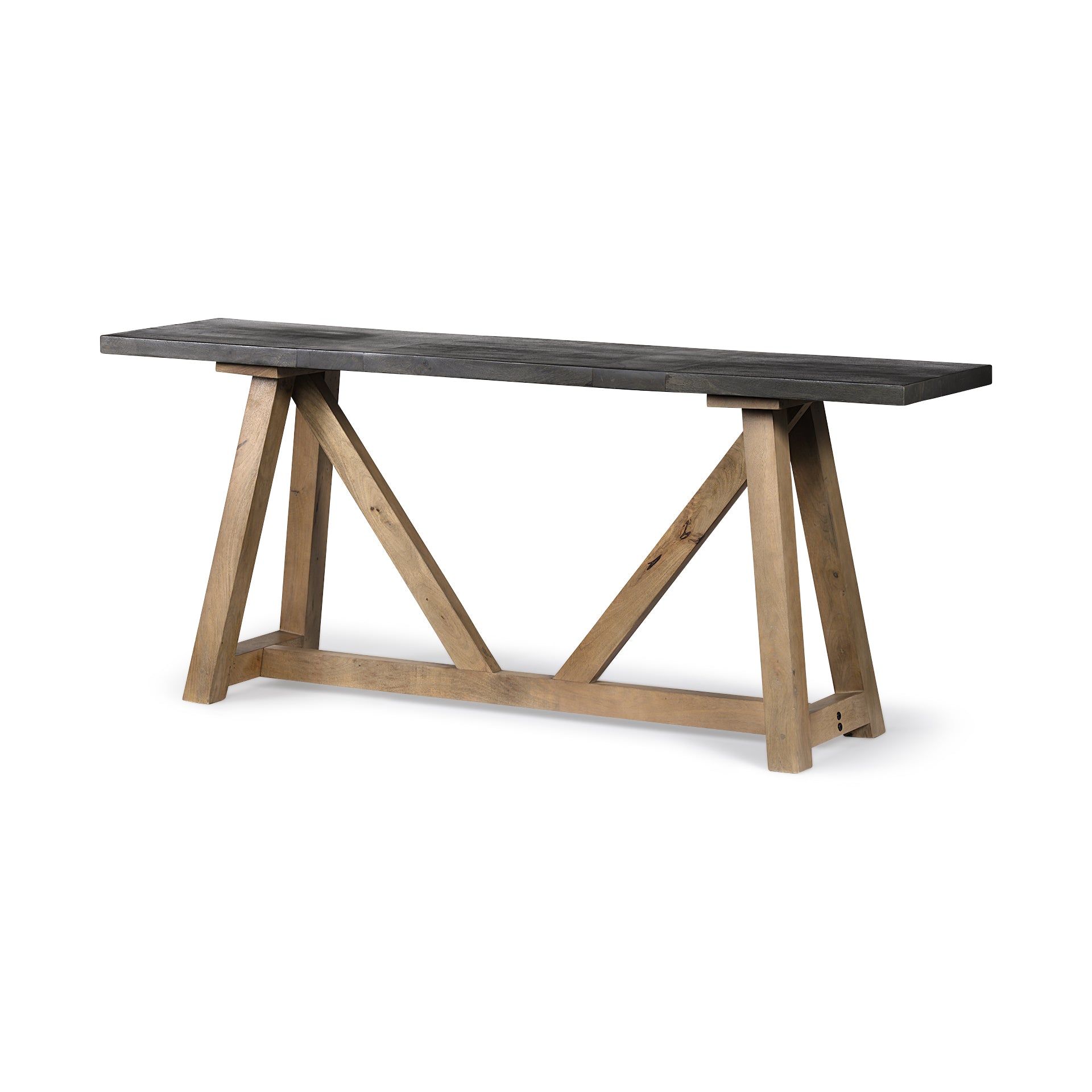  Rectangular Dark Brown Mango Wood Finish Console Table With Light Brown Solid Wood Legs By Homeroots 