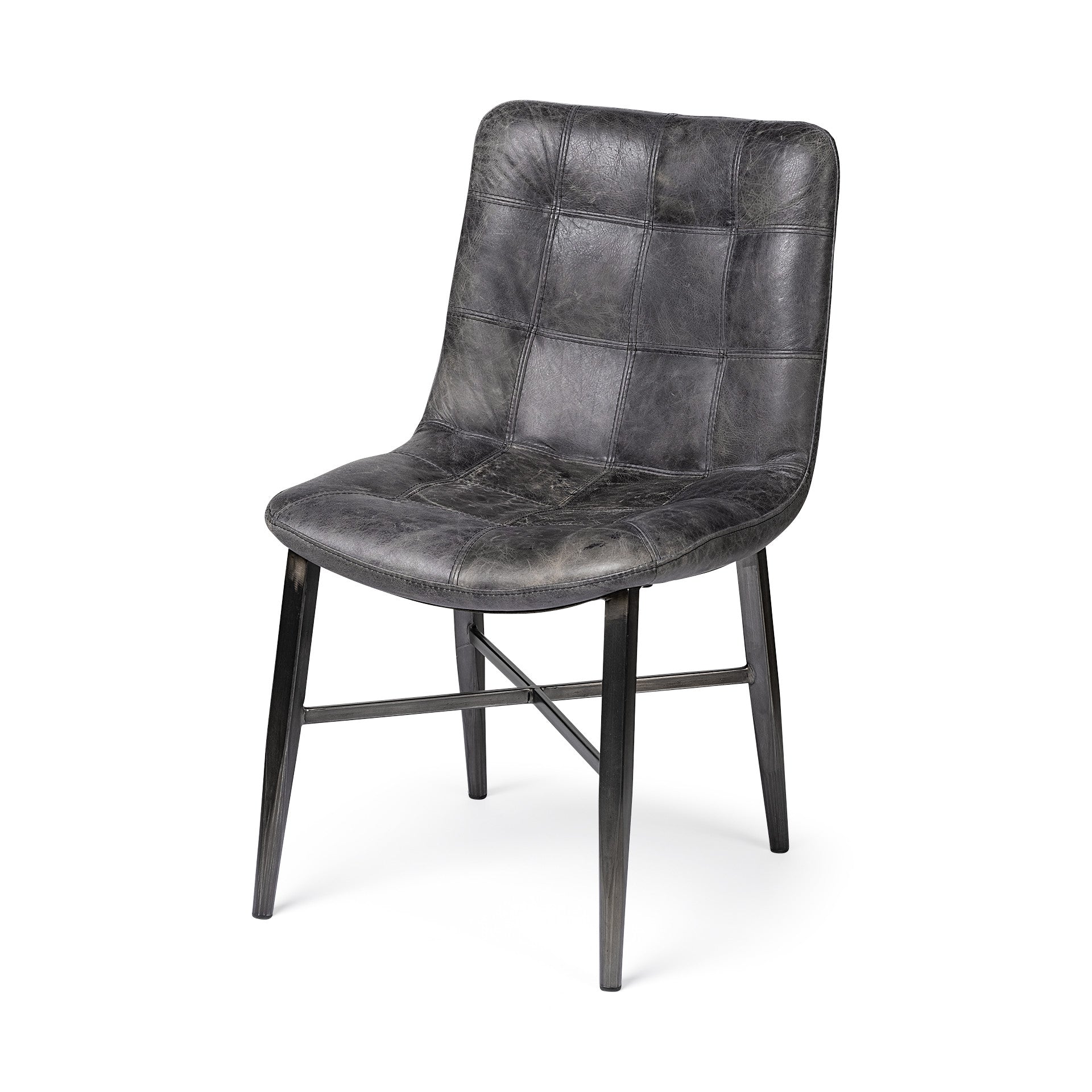  Black Leather Seat With Black Metal Frame Dining Chair By Homeroots 