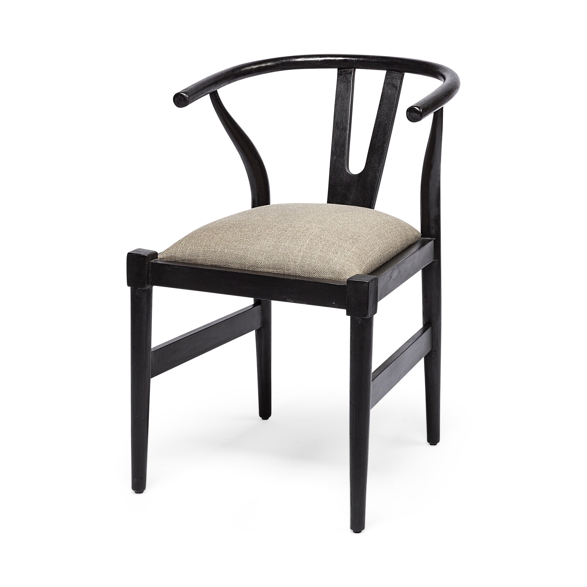  Linen Seat With Black Wooden Base Dining Chair By Homeroots 