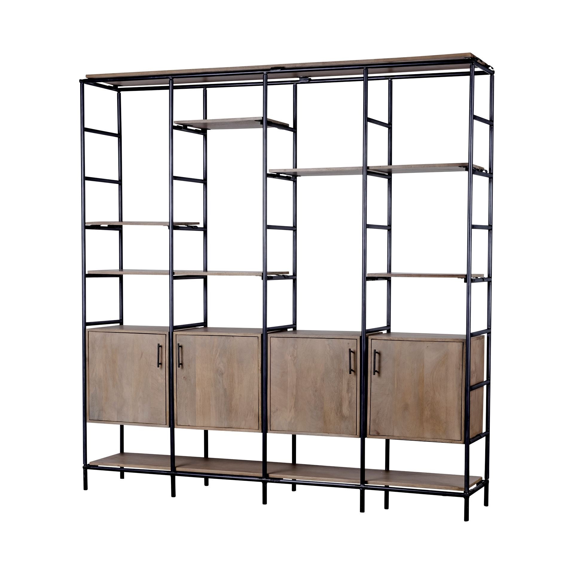  Medium Brown Wood and Metal Multi Shelves Shelving Unit By Homeroots 