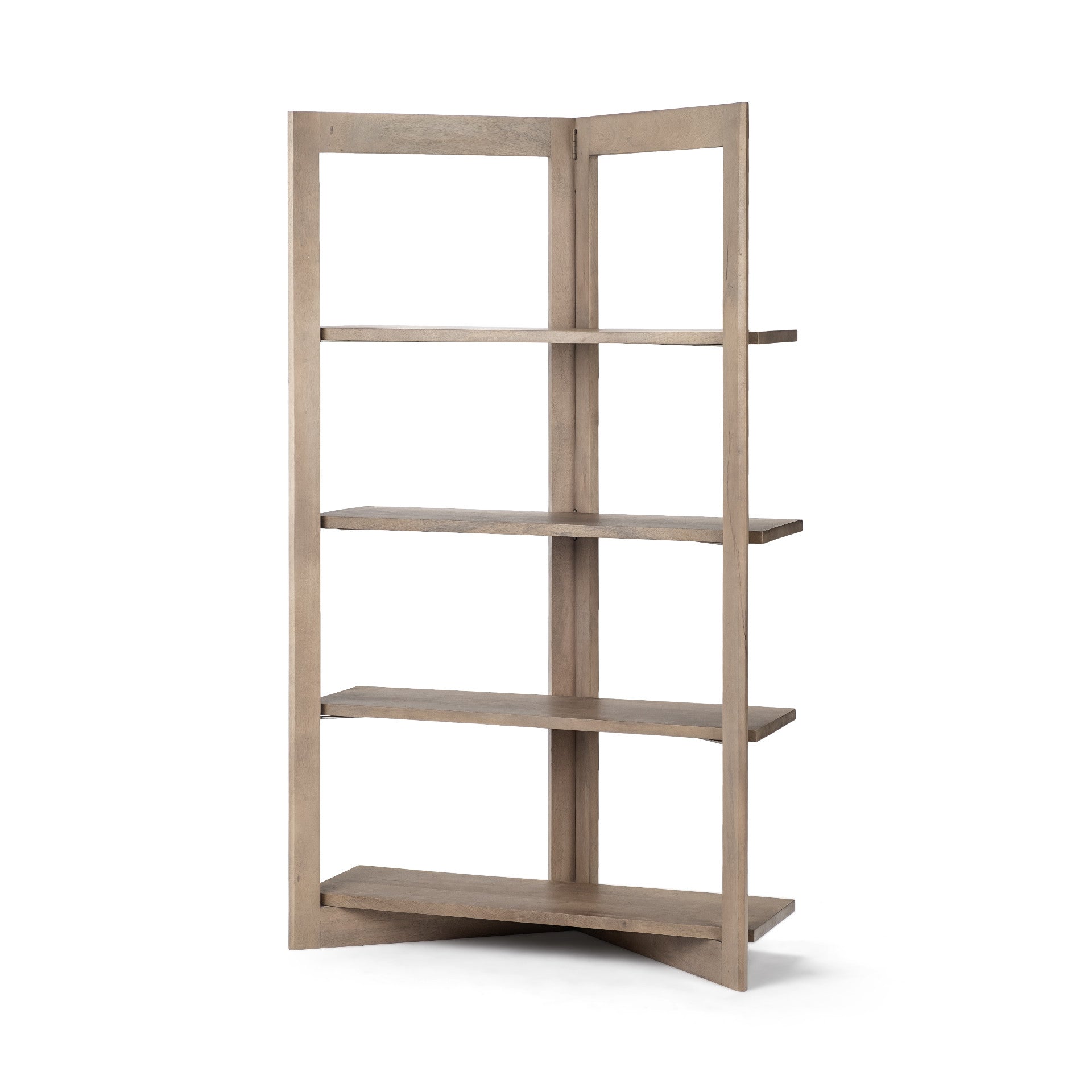  Light Brown Wood Shelving Unit with 4 Shelves By Homeroots 