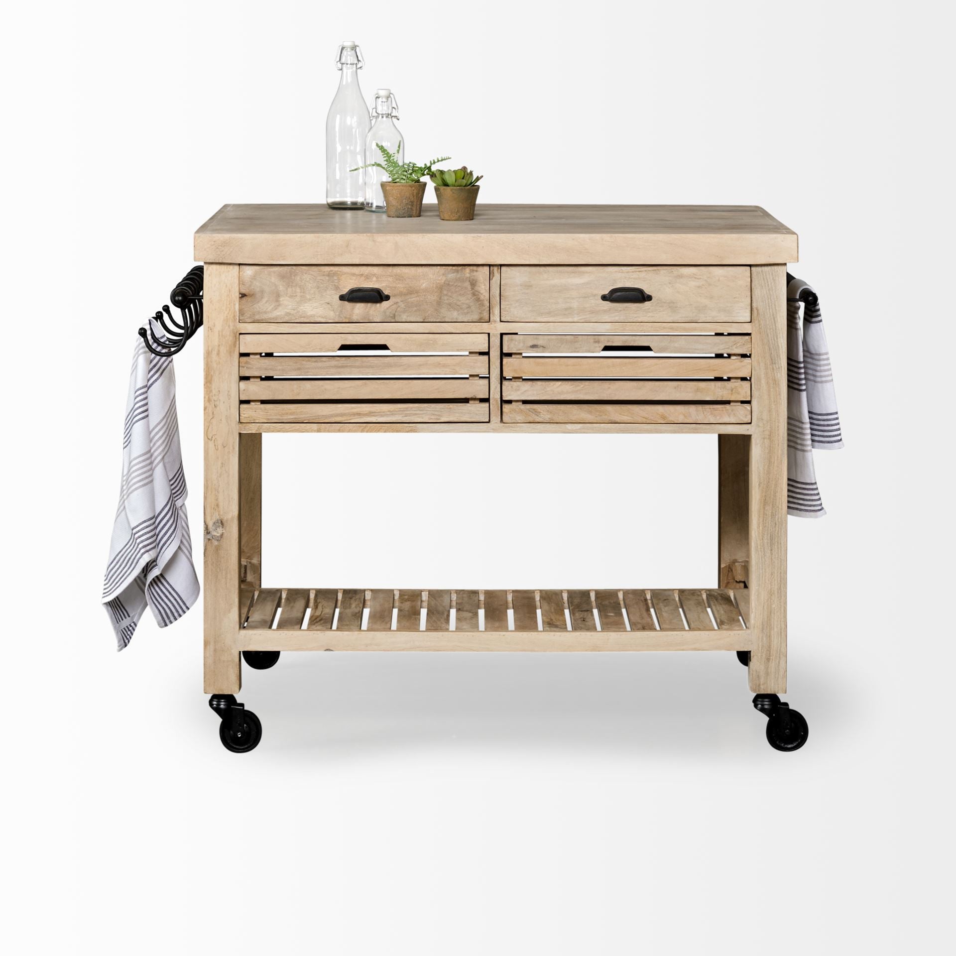  Modern Farmhouse Rolling Kitchen Island Or Bar Cart By Homeroots 