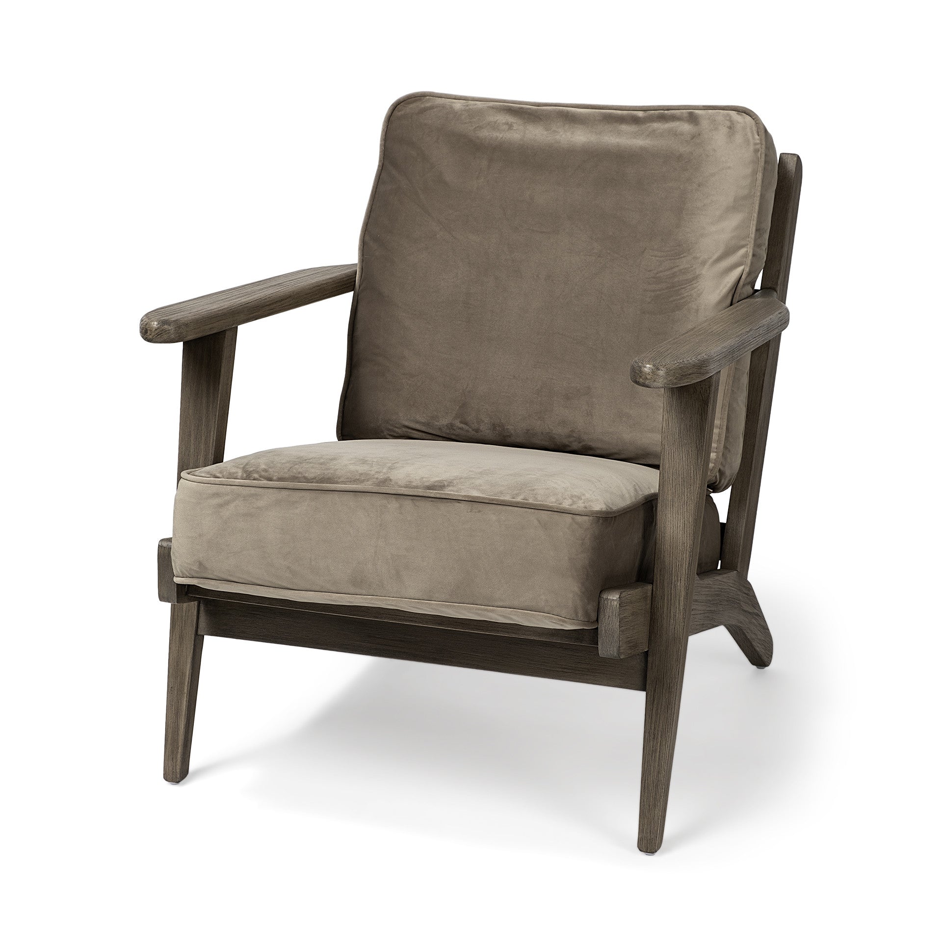  Olive Velvet Accent Chair with Covered Wooden Frame By Homeroots 