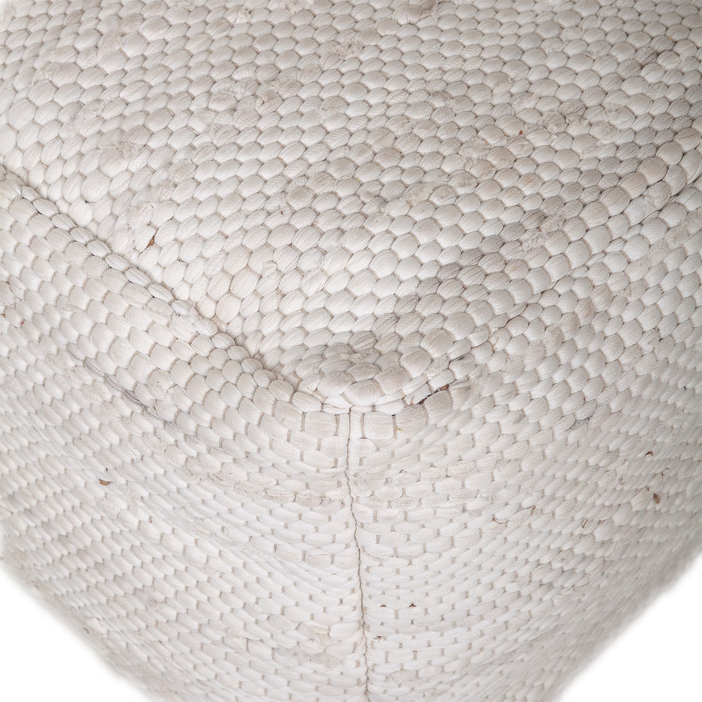  Chic Chunky White Textured Pouf By Homeroots 