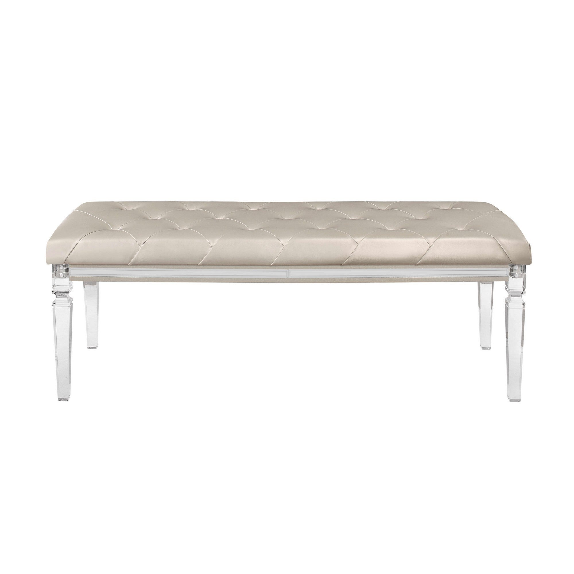  Champagne Toned Bench with Tapered Acrylic Legs By Homeroots 