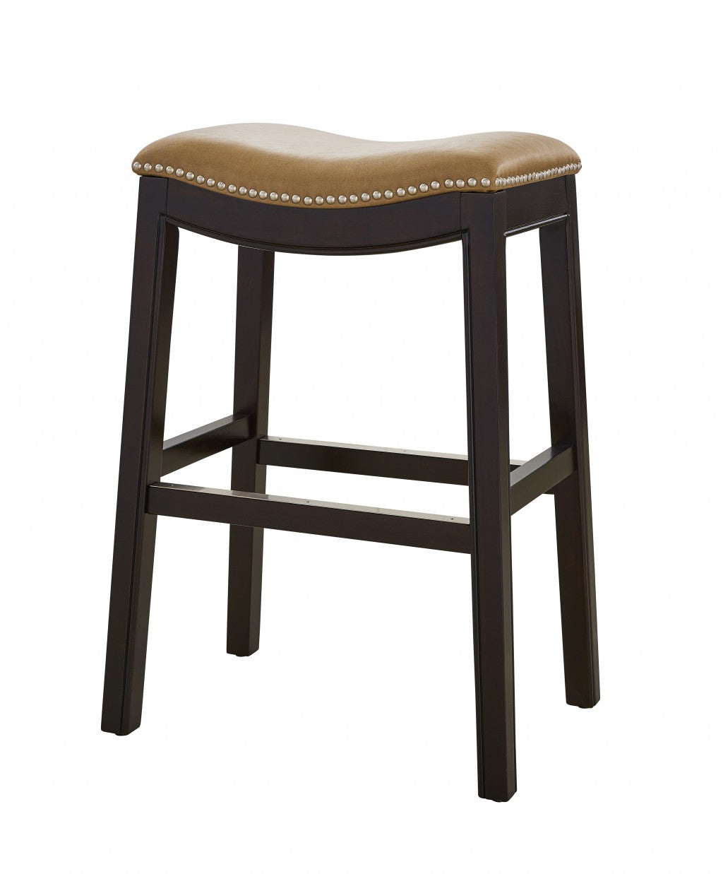  25" Espresso and Carmel Saddle Style Counter Height Bar Stool By Homeroots 