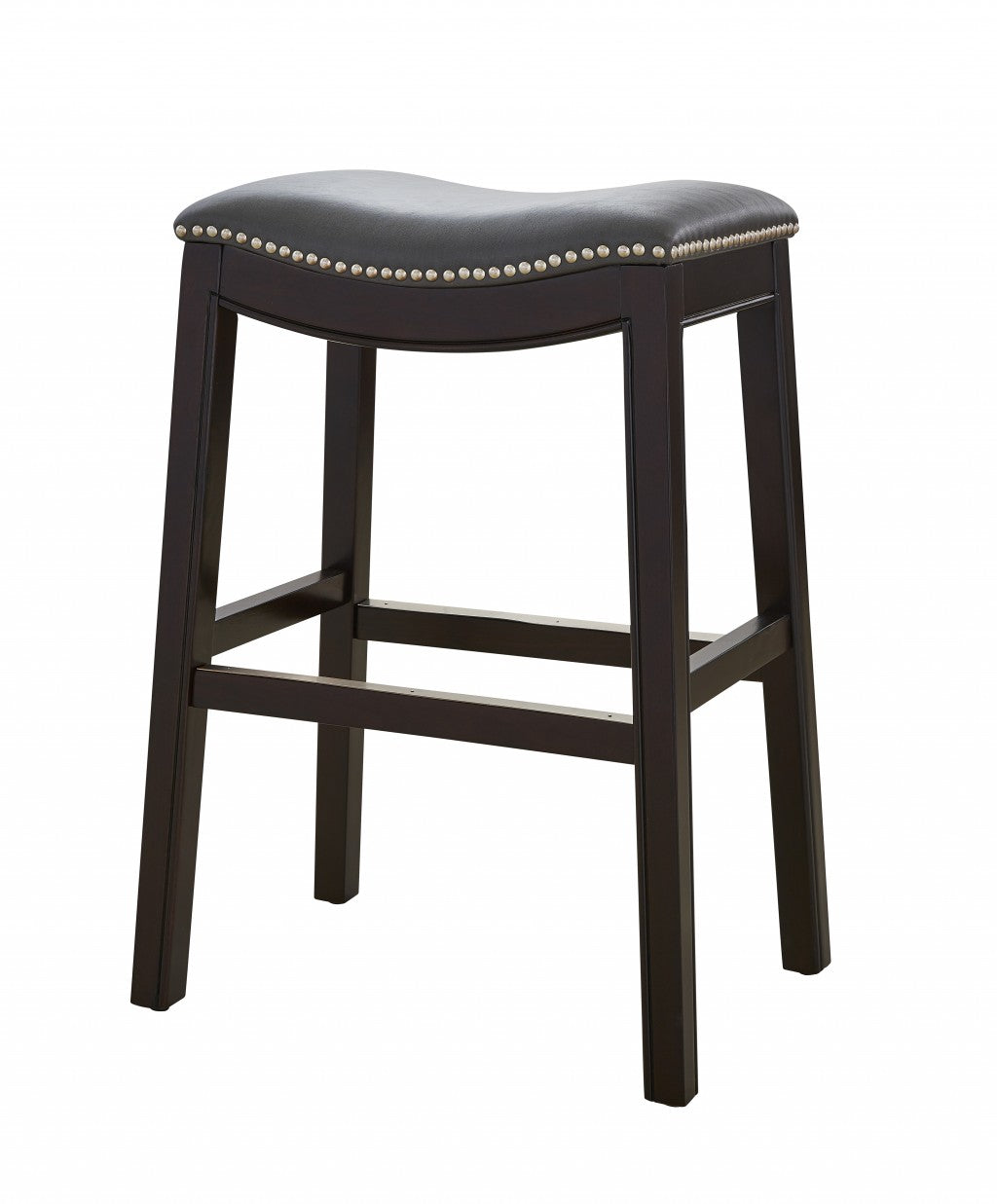  25" Espresso and Gray Saddle Style Counter Height Bar Stool By Homeroots 