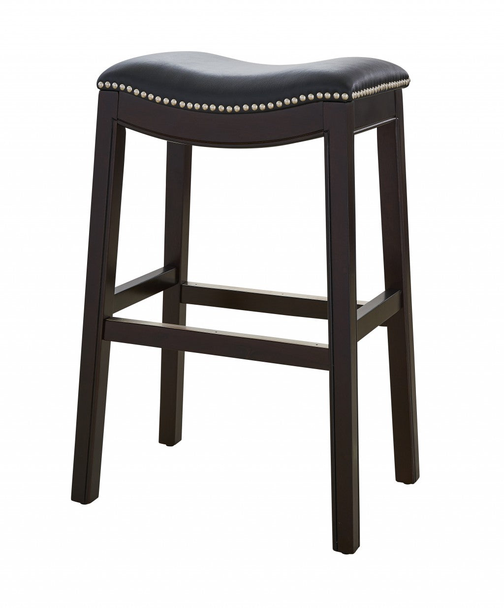  30" Espresso and Black Saddle Style Counter Height Bar Stool By Homeroots 