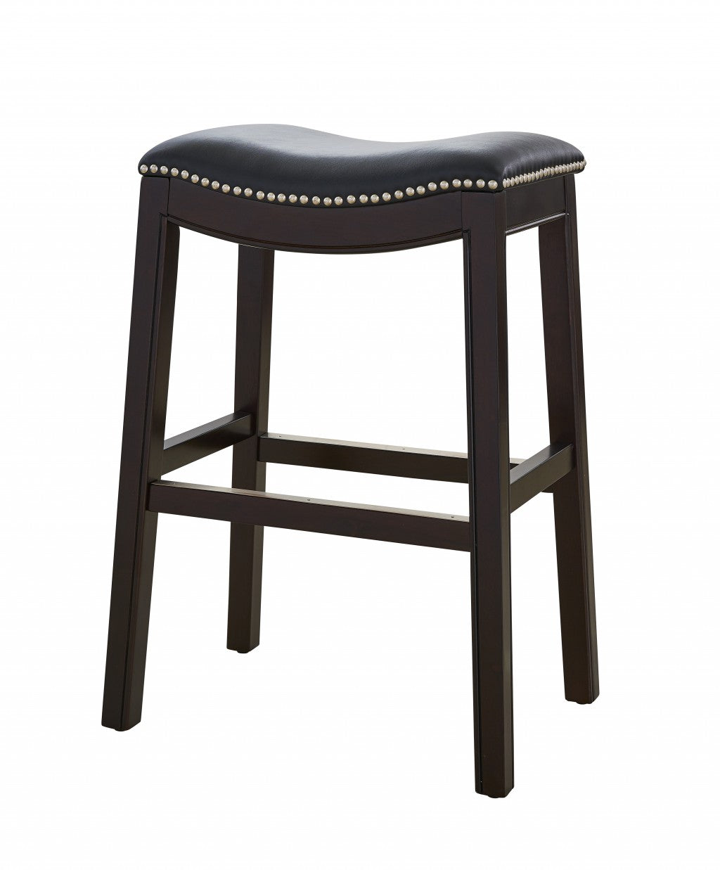  25" Espresso and Black Saddle Style Counter Height Bar Stool By Homeroots 