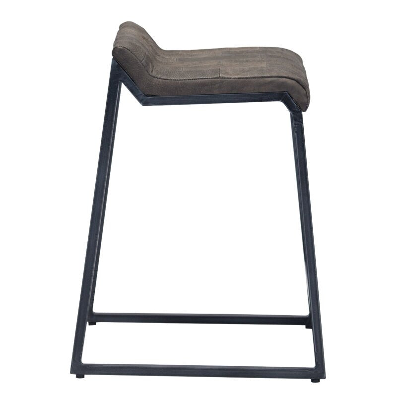  Brown Leather And Dark Grey Counter Stool By Homeroots 