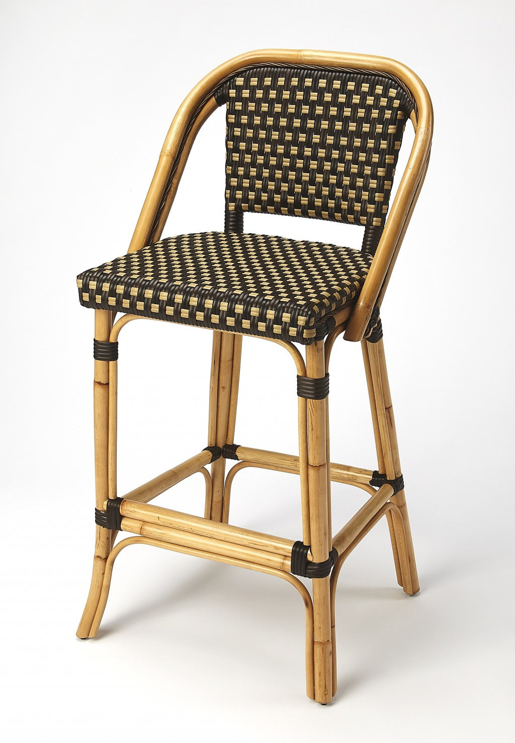  Dark Brown And Beige Rattan Bar Stool By Homeroots 