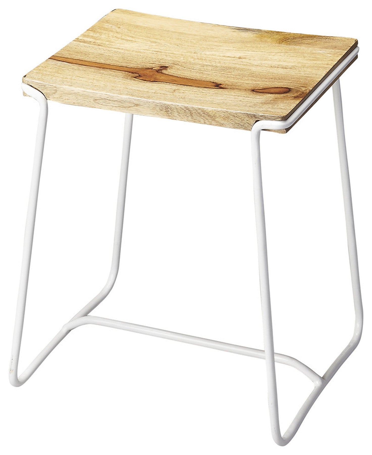  Sleek Wood And White Metal Counter Stool By Homeroots 