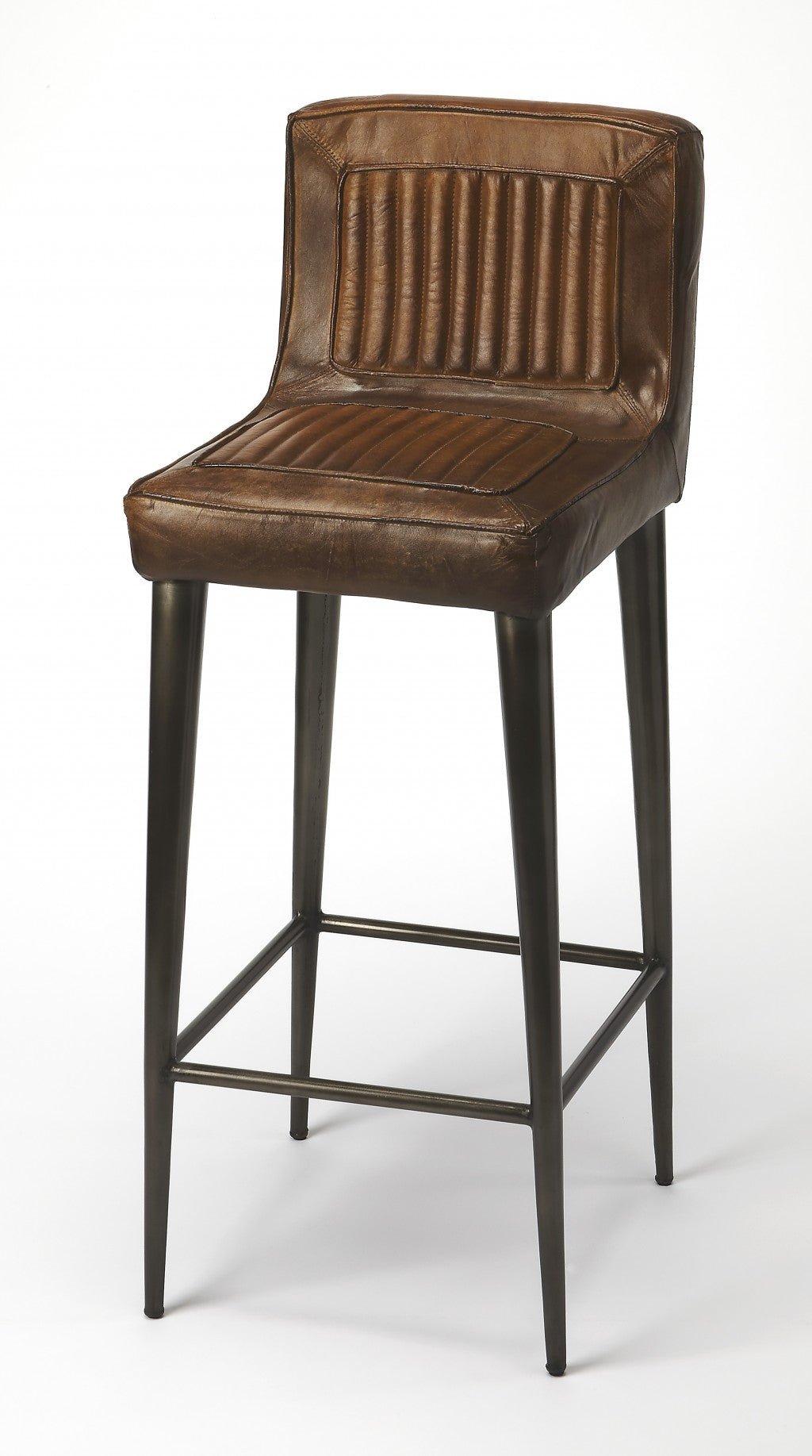  Dark Brown Leather Bar Stool By Homeroots - 389113 