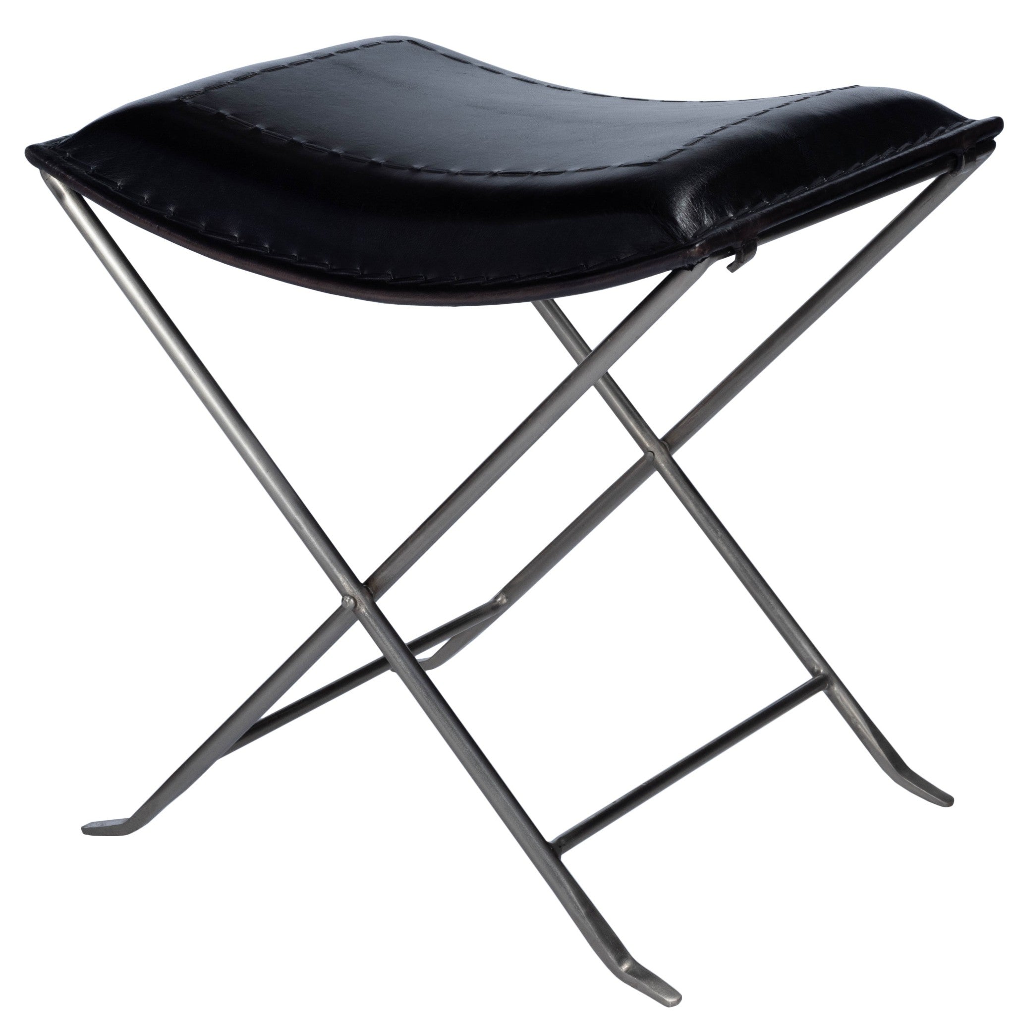  Modern Black Leather Stool By Homeroots 