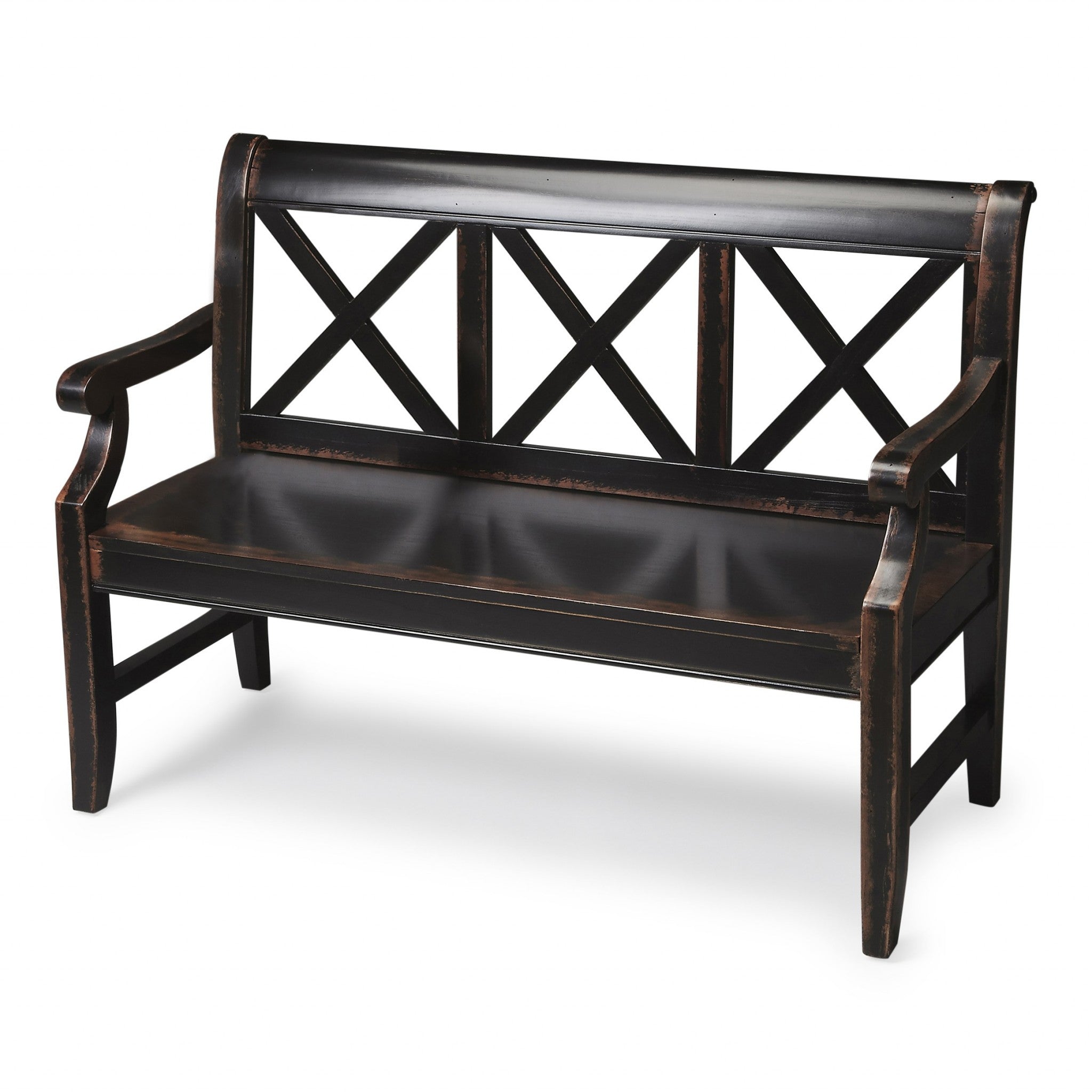  Modern Rustic Black Bench By Homeroots 