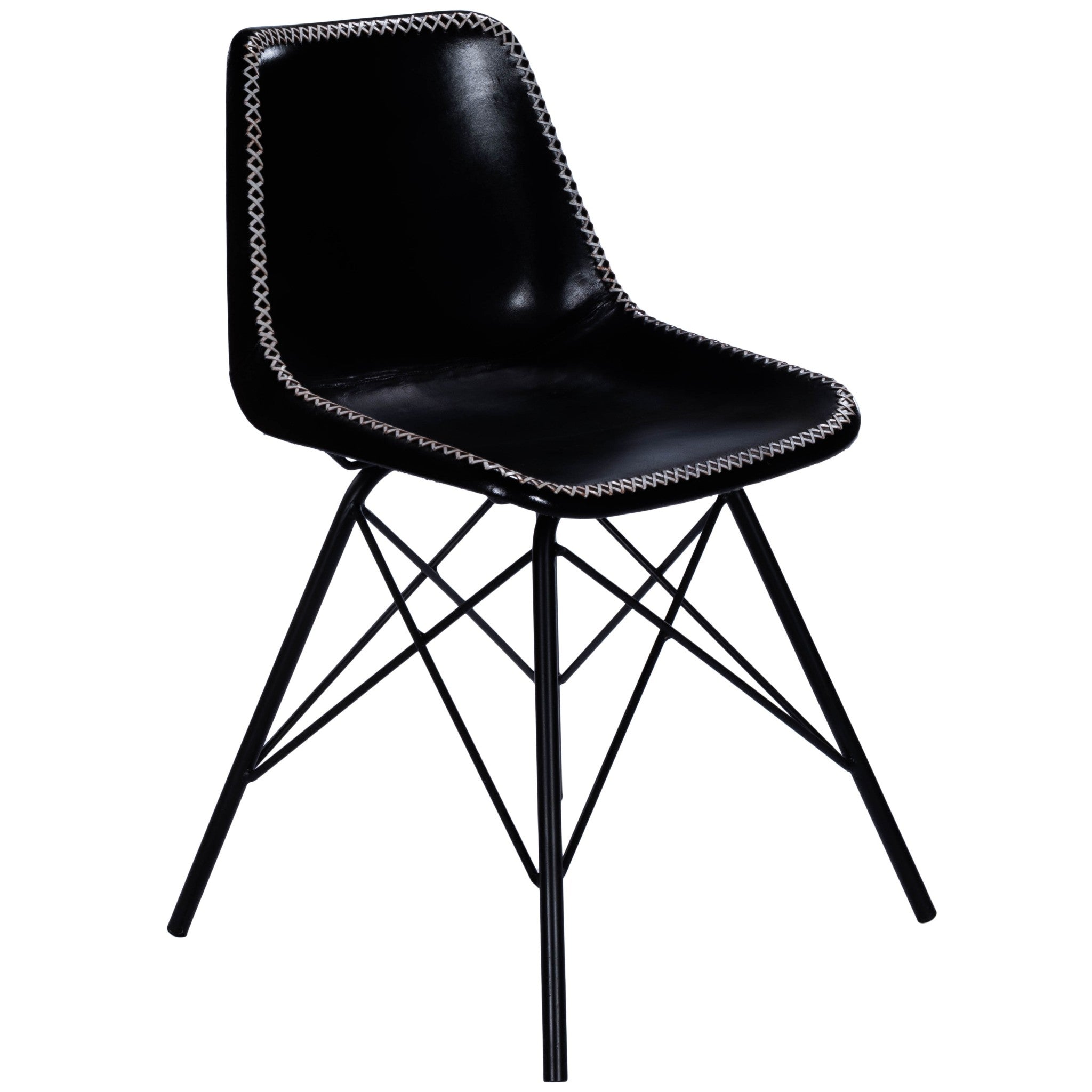  Black Contrast Stitch Leather Dining Chair By Homeroots 