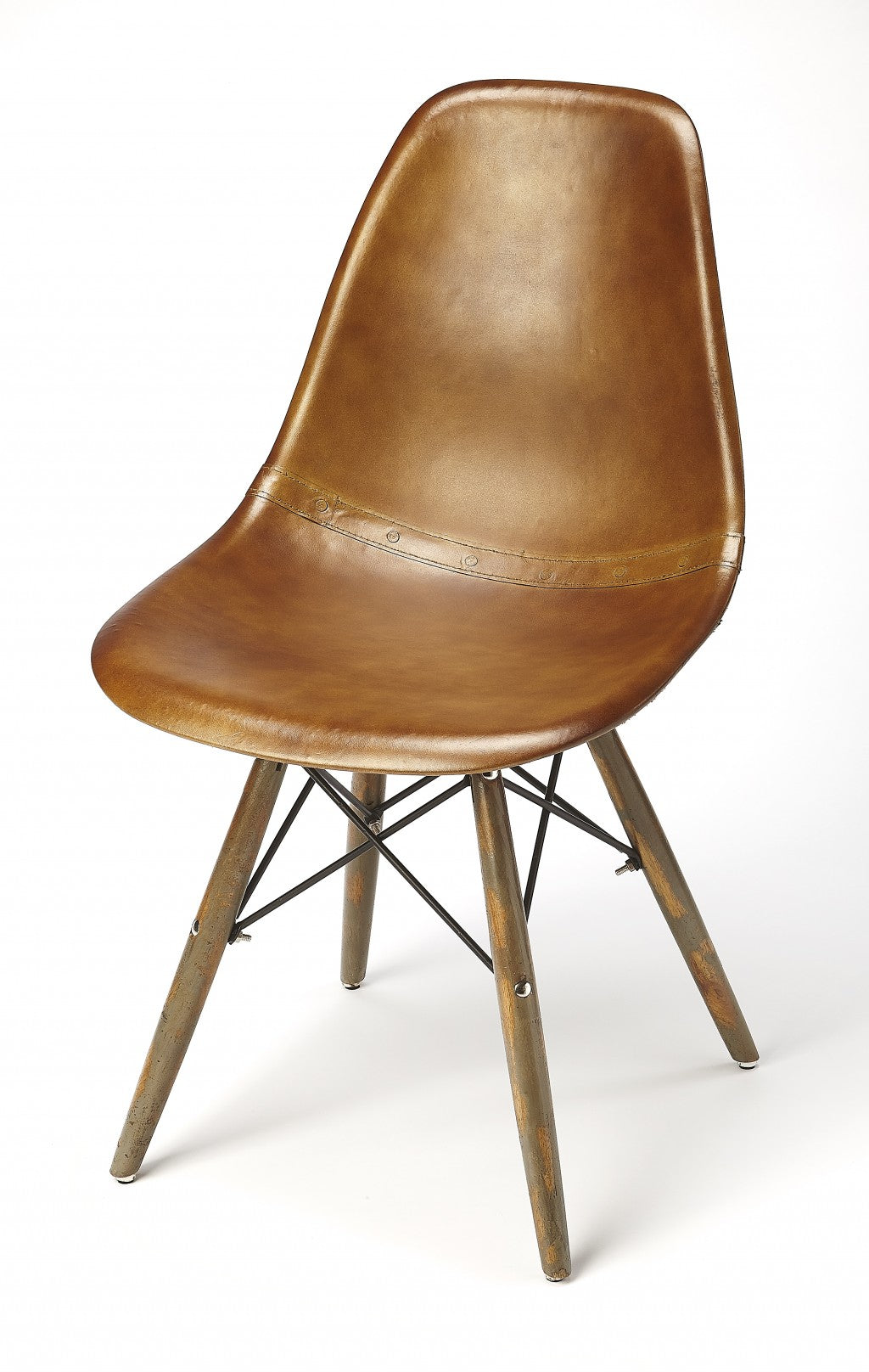  Medium Brown Leather Dining Chair By Homeroots 