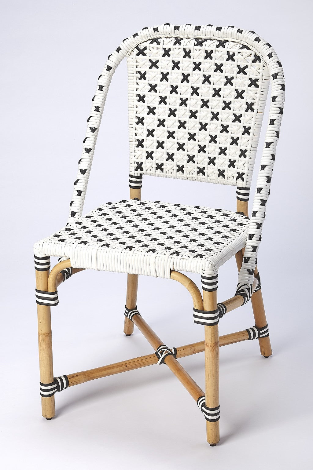  Indoor Outdoor Black and White Rattan Dining Chair By Homeroots 