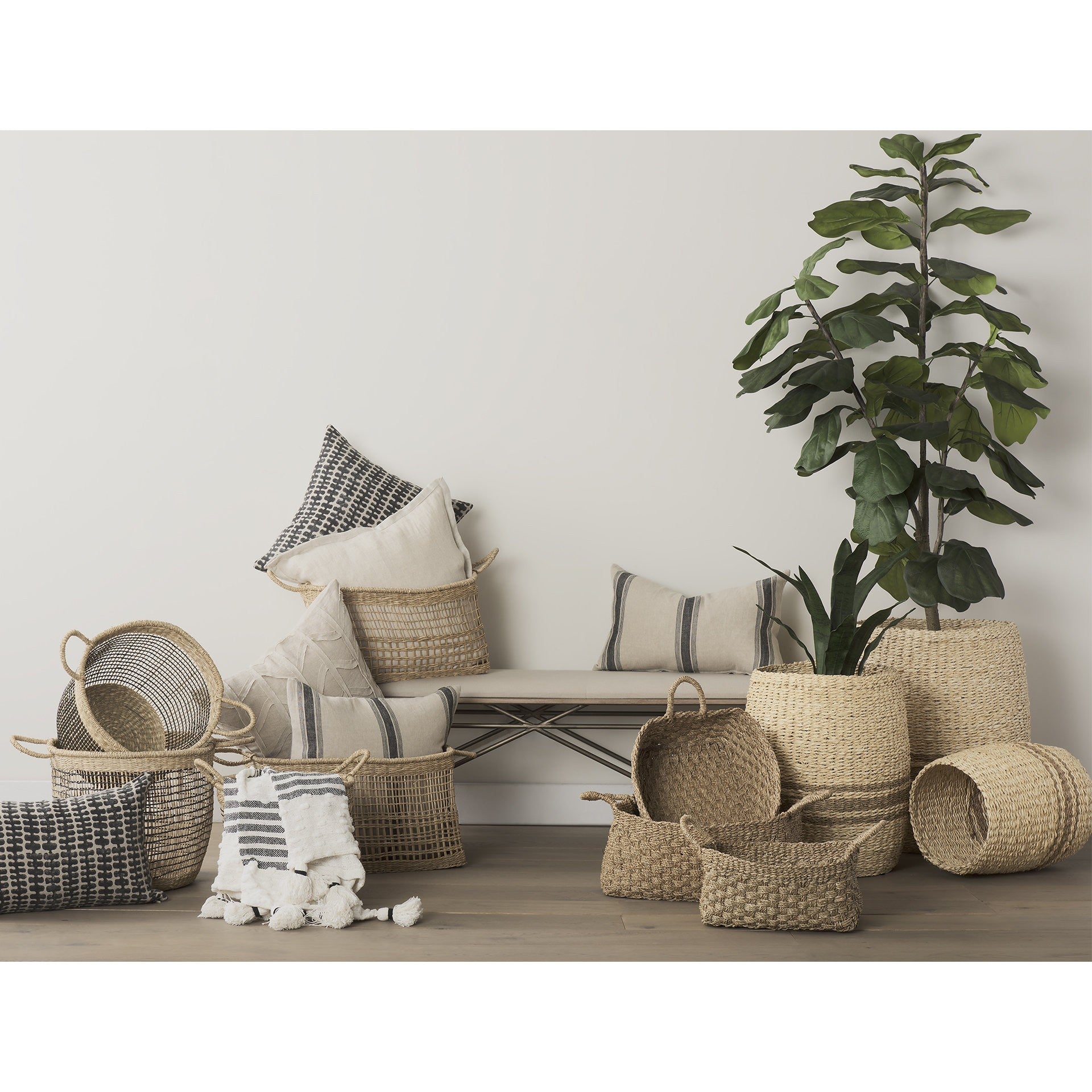  Set of Three Weaved Wicker Storage Baskets By Homeroots 