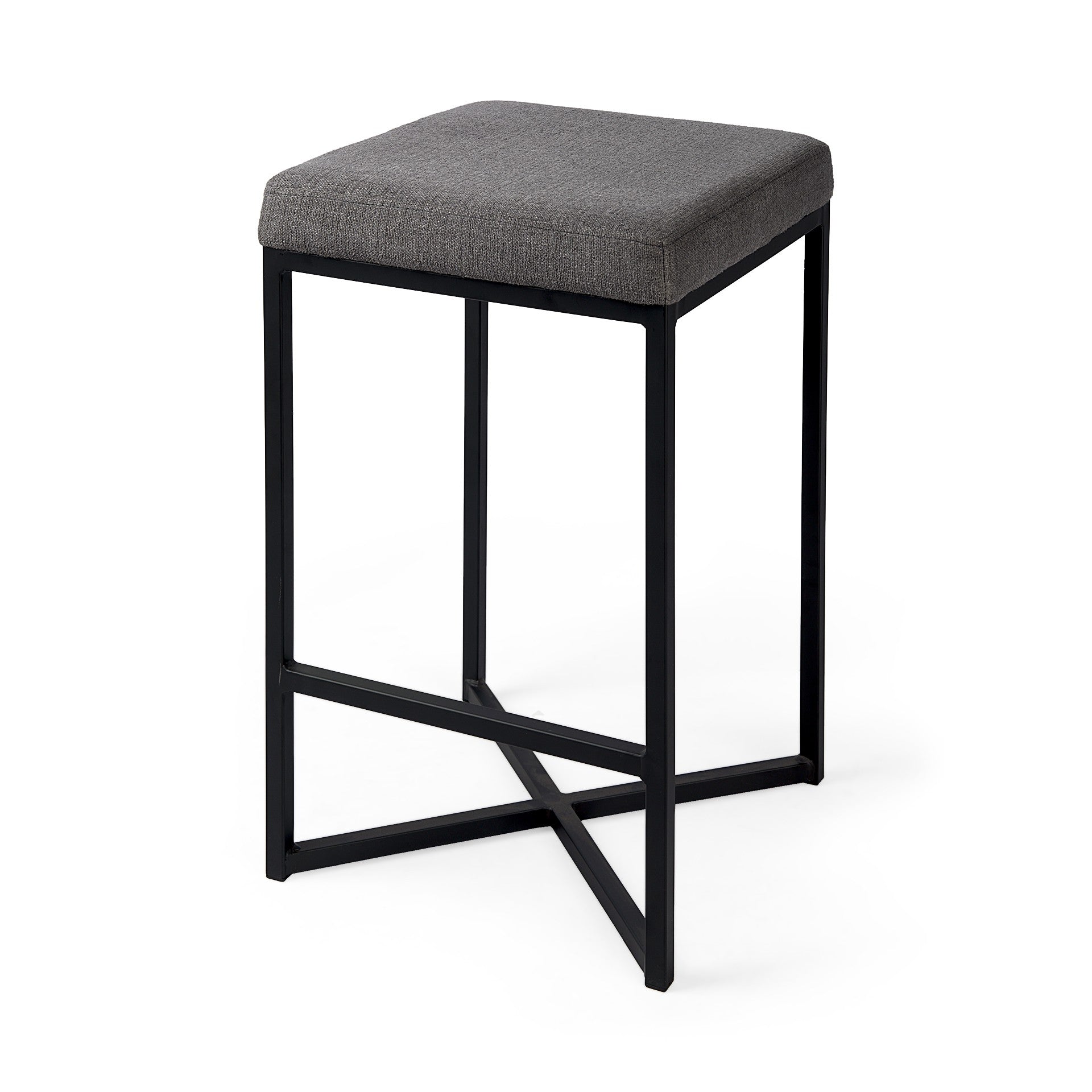  Geo Cube Black Metal And Gray Counter Stool By Homeroots 