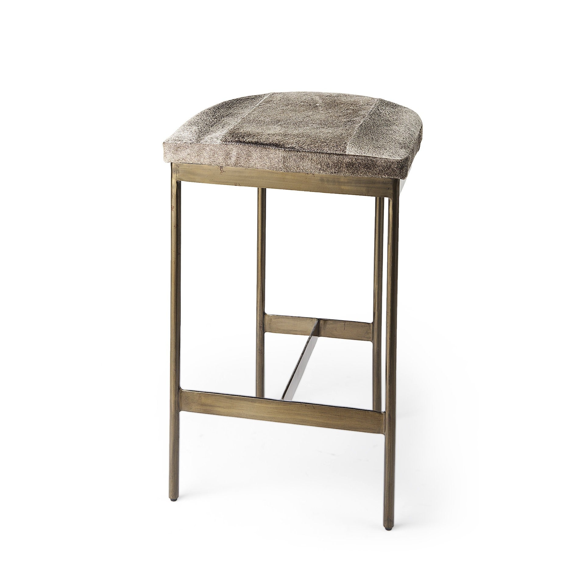  Cowhide Counter Stool With Gold Metal Frame By Homeroots 