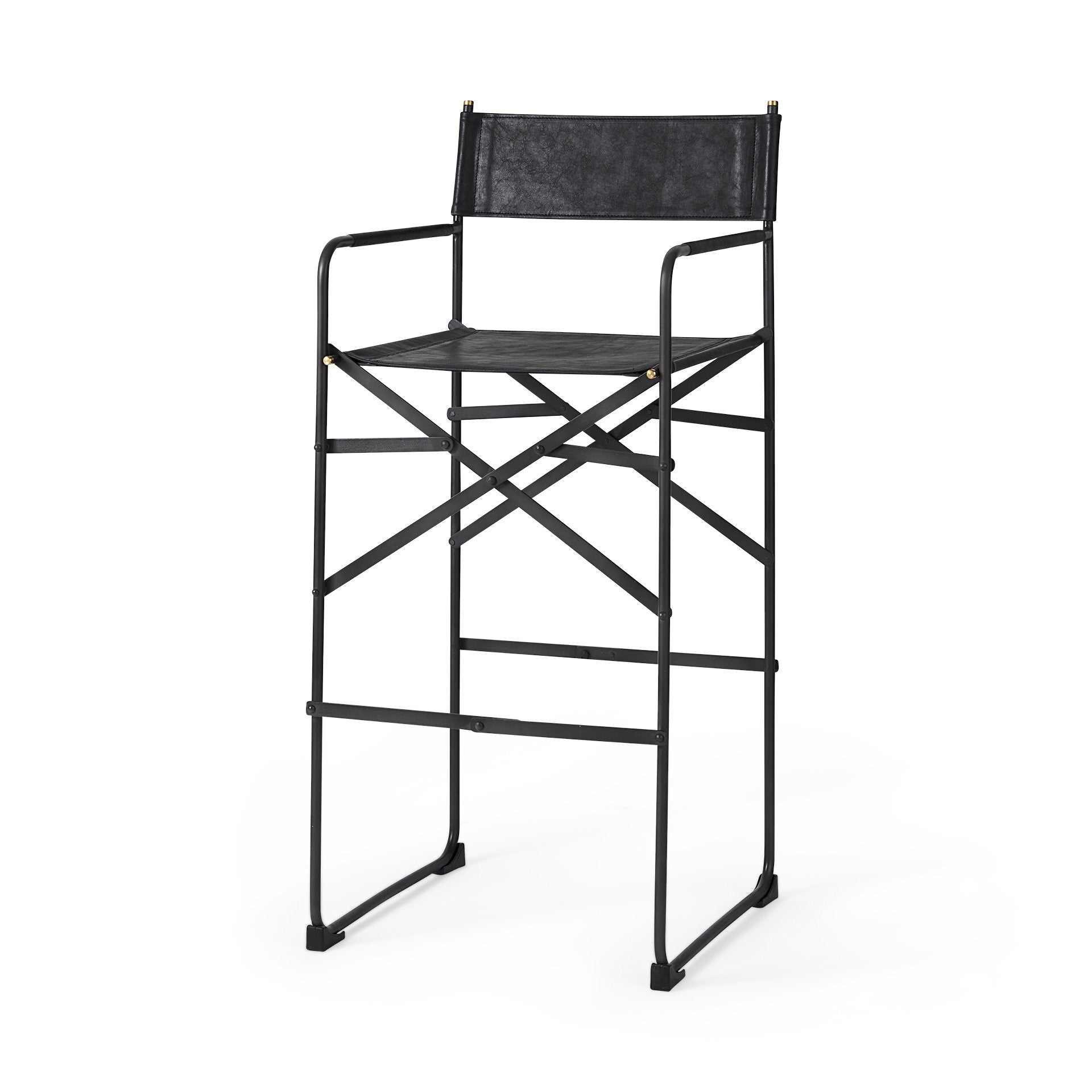  Black Leather Director'S Chair Bar Stool By Homeroots 