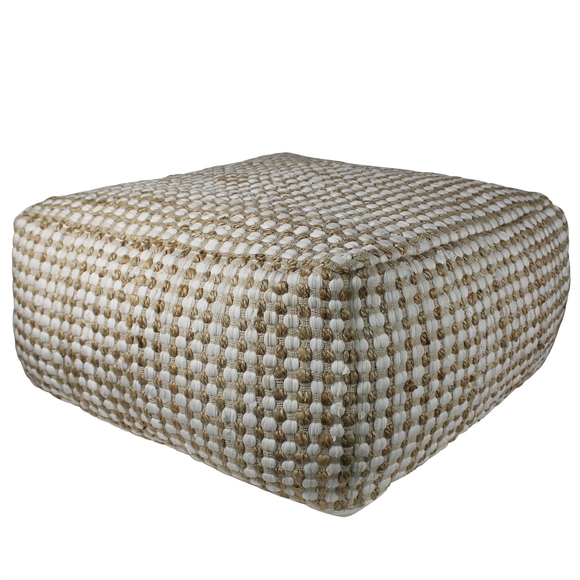  Natural Hemp Dotted Rectangle Pouf By Homeroots 