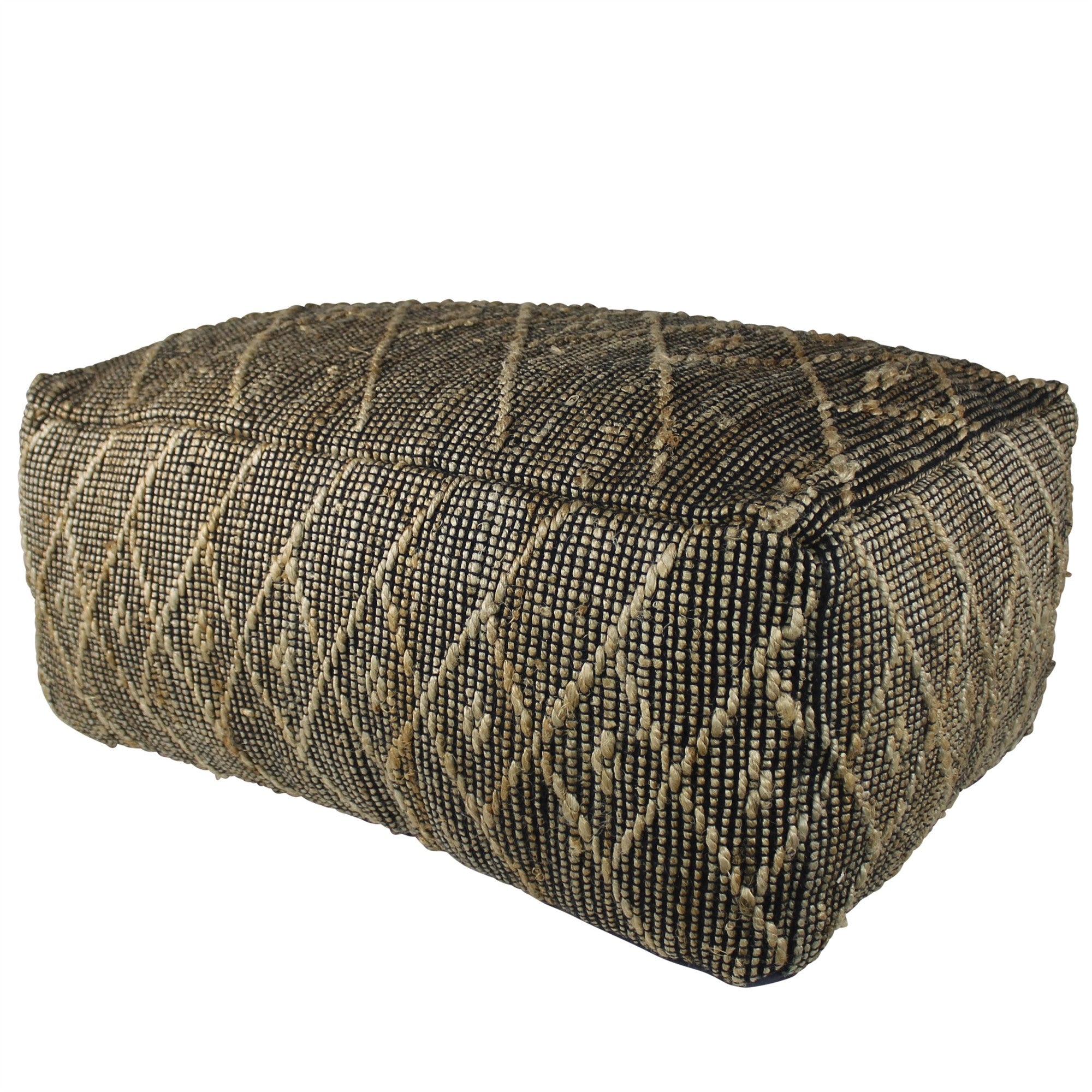  Black Hemp Textured Rectangle Pouf By Homeroots 