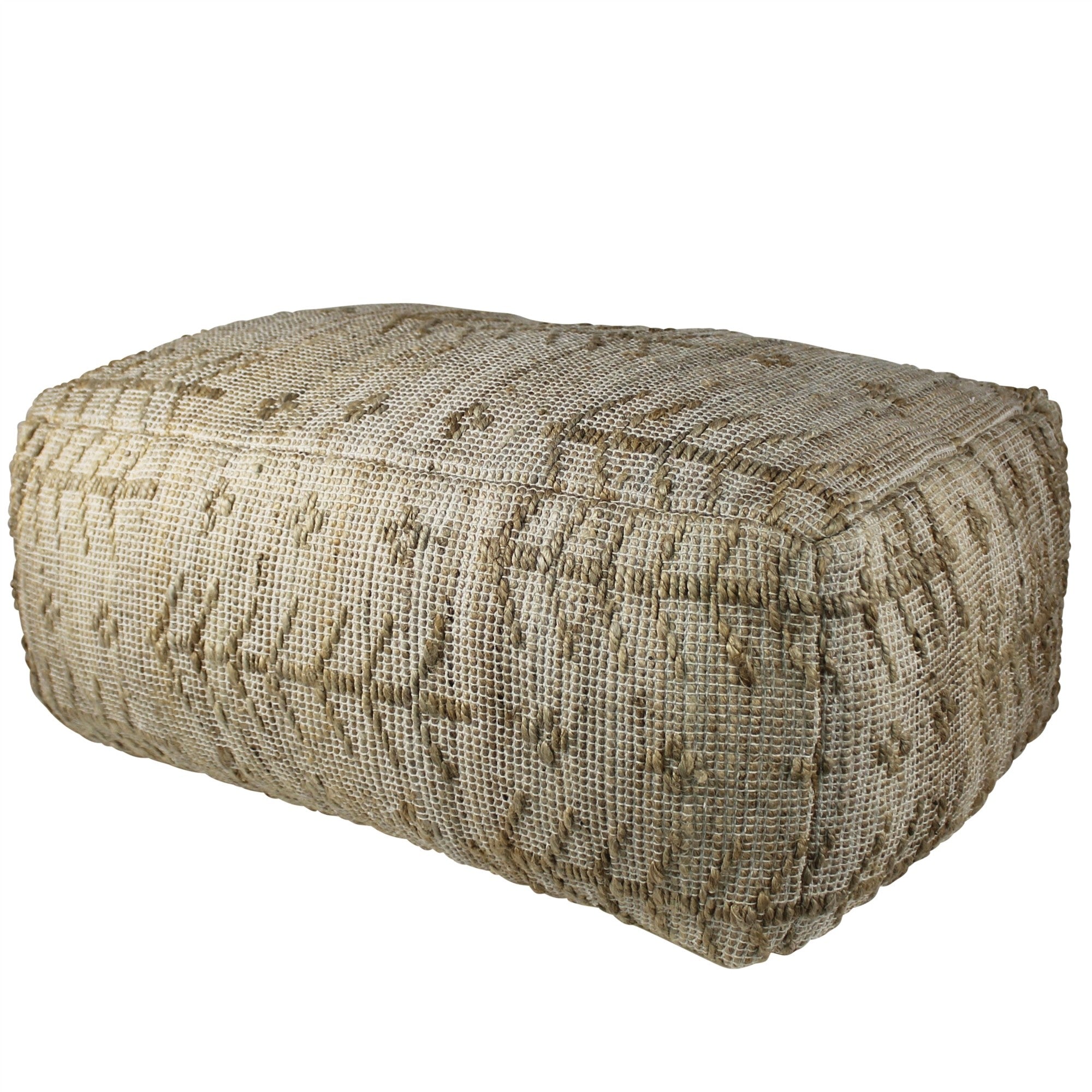  Natural Hemp Textured Rectangle Pouf By Homeroots 