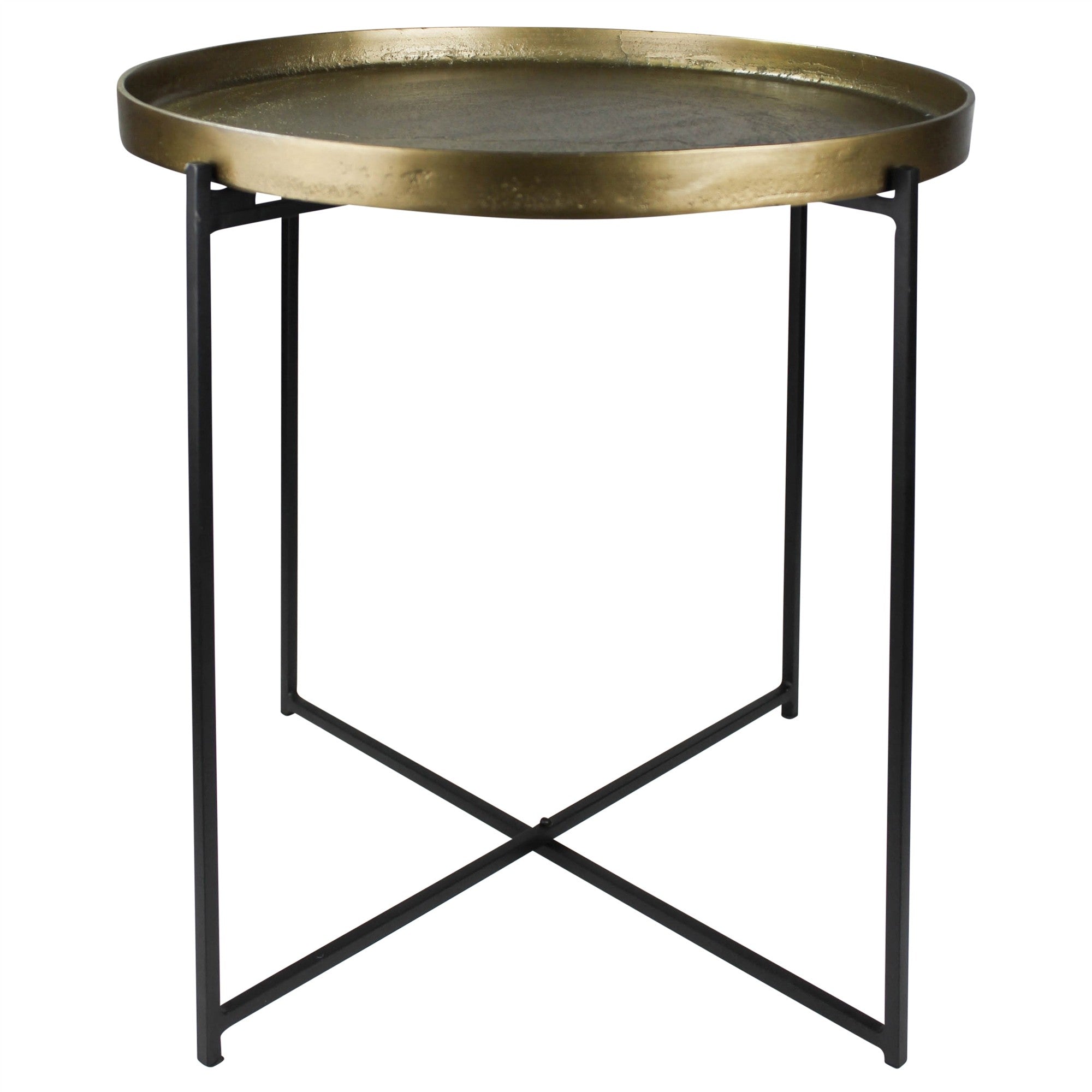  Gold Metal Tray Top Table By Homeroots 