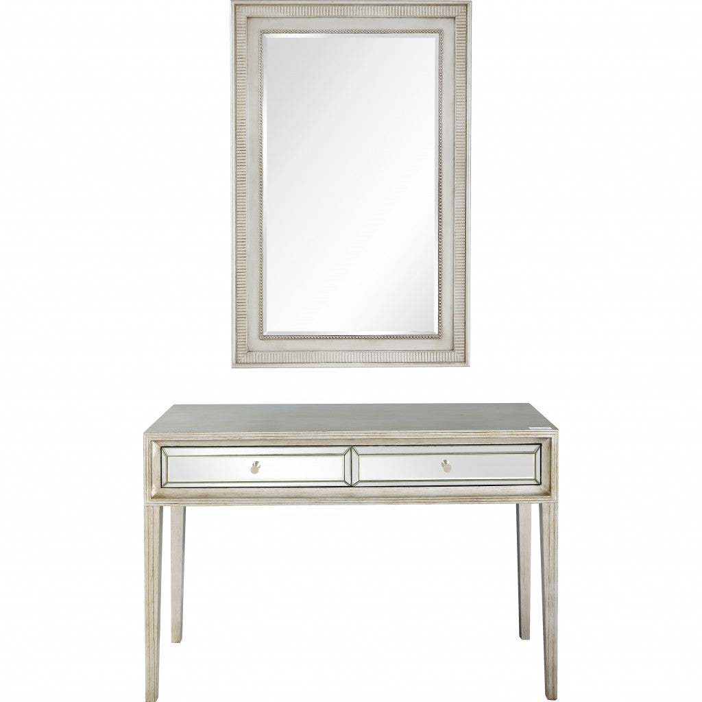  Antiqued Silver Finish Mirror and Console Table By Homeroots 