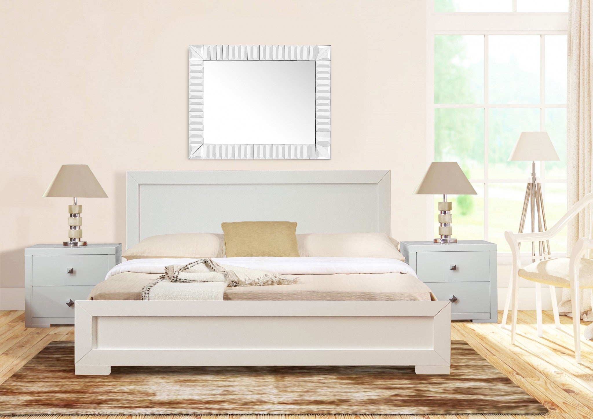  White Wood Full Platform Bed By Homeroots - 397108 