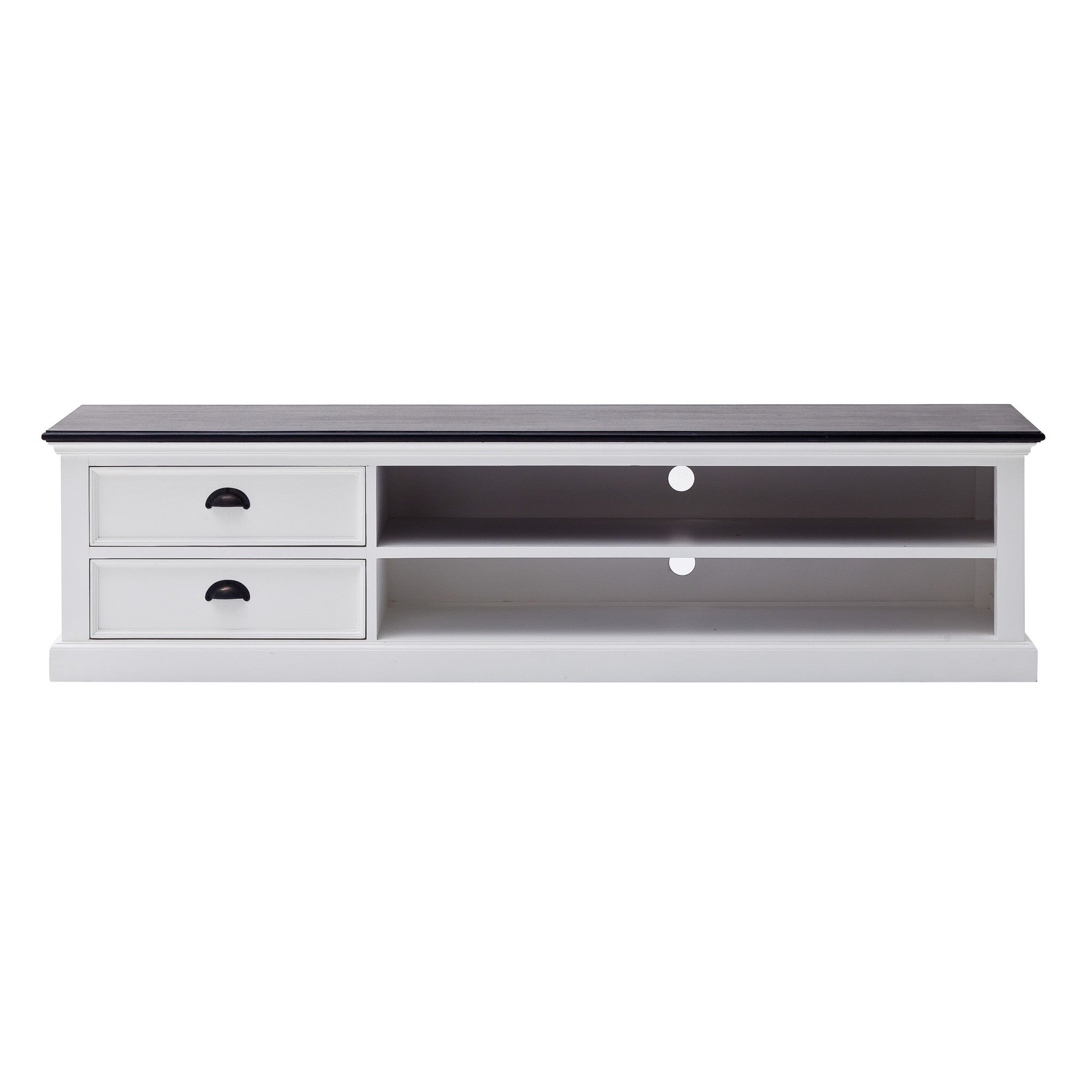  71" Classic White and Black Entertainment Unit with Two Drawers By Homeroots 