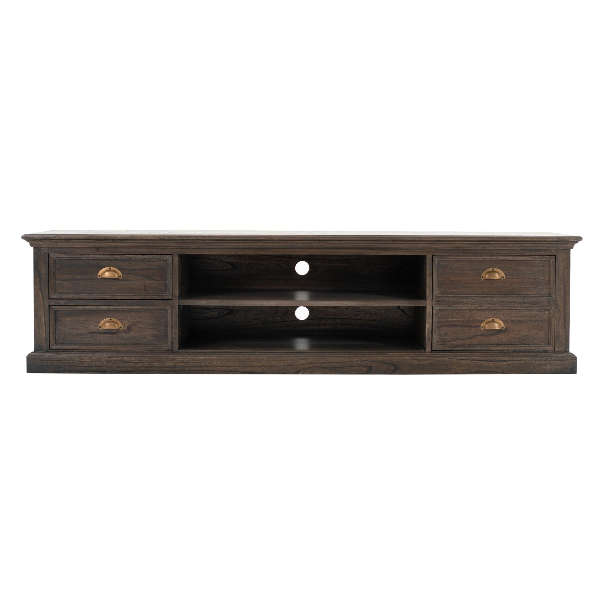  71" Black Wash Wood Entertainment Unit with Four Drawers By Homeroots 