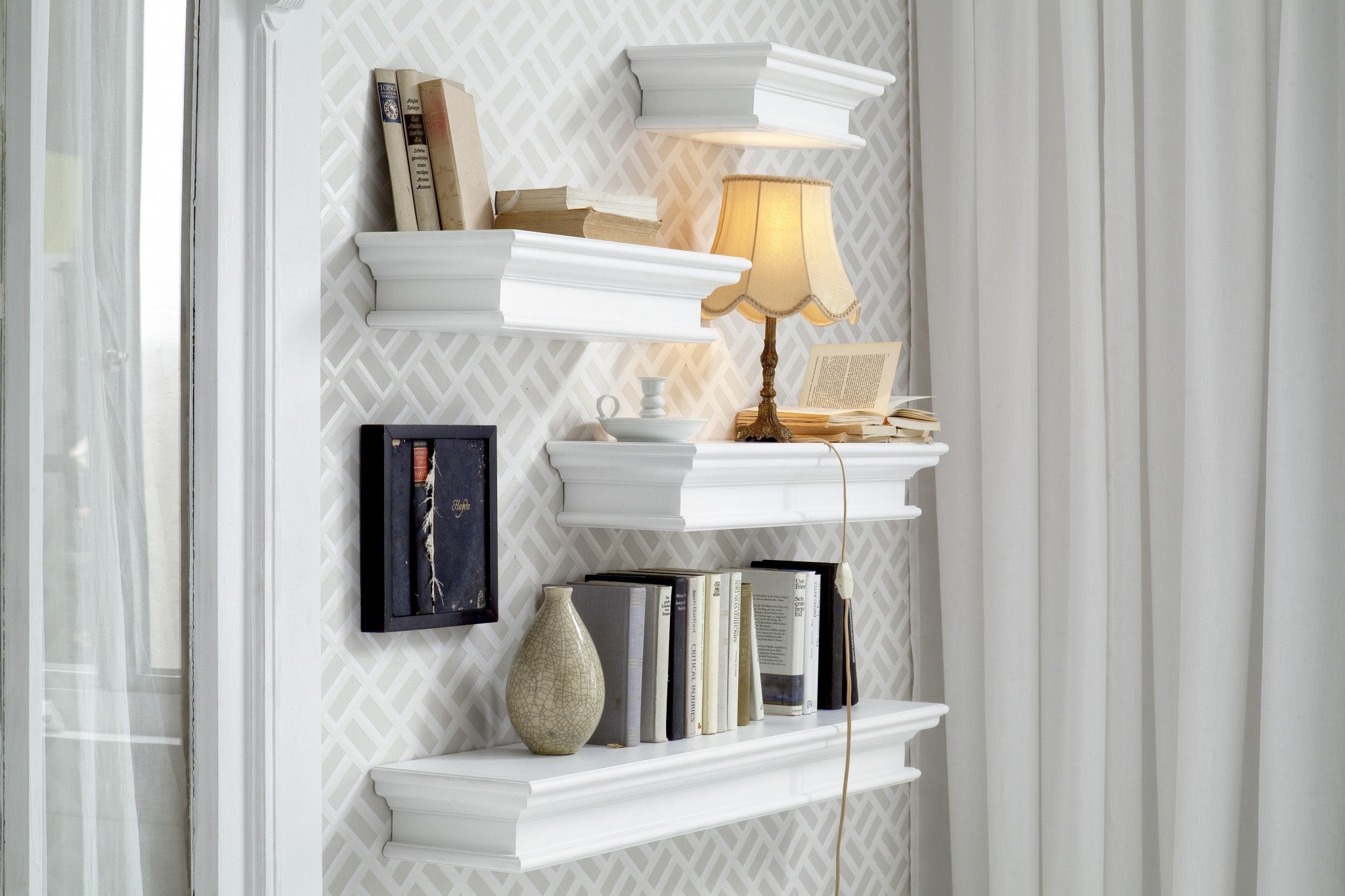  47" Classic White XL Floating Wall Shelf By Homeroots 