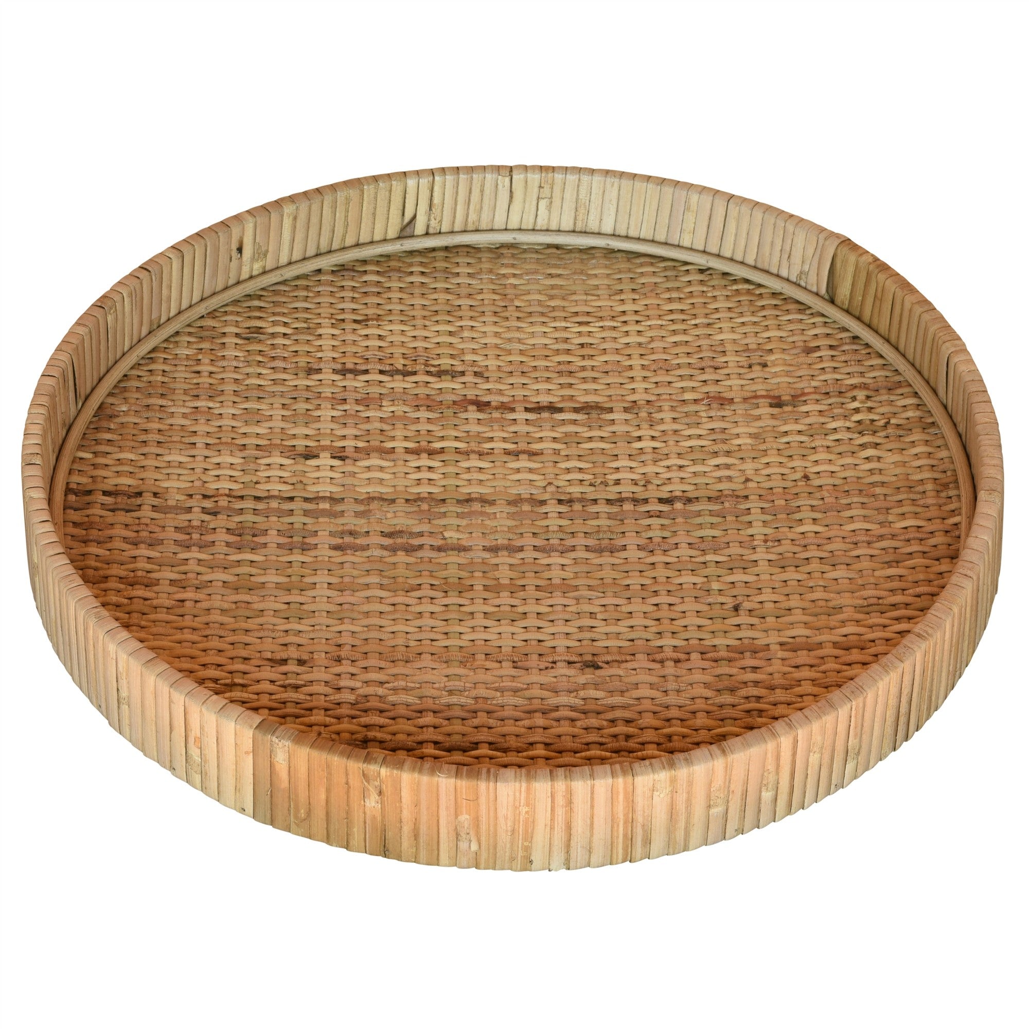  Jumbo Braided Bamboo Round Tray By Homeroots 