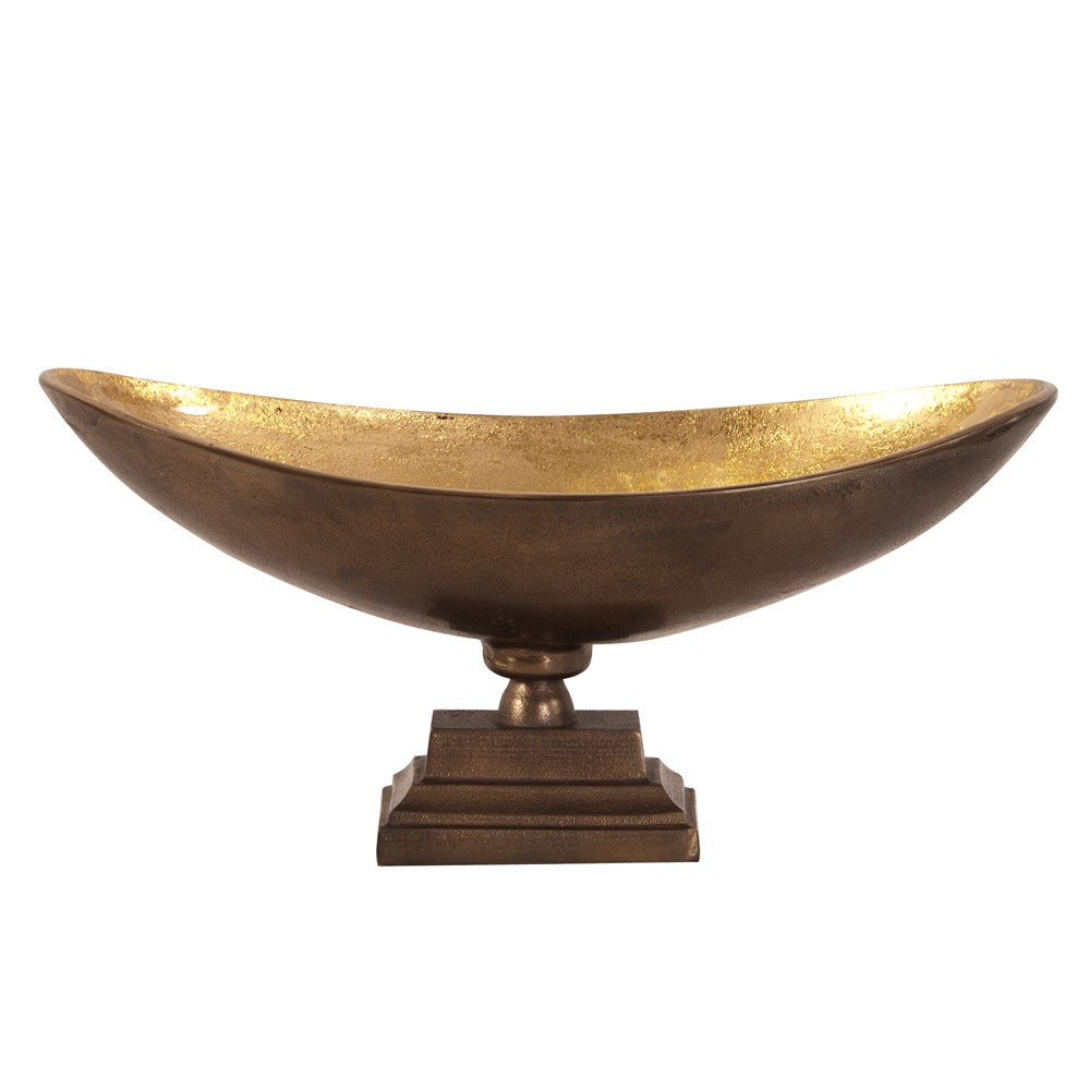  Rustic Bronze Oblong Footed Centerpiece Bowl By Homeroots 