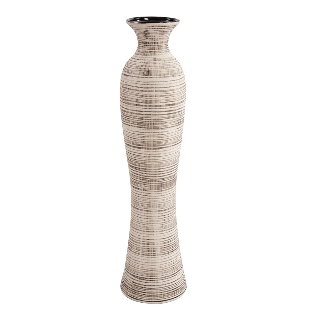  Modern Farmhouse Latte Striped Ceramic Floor Vase By Homeroots 