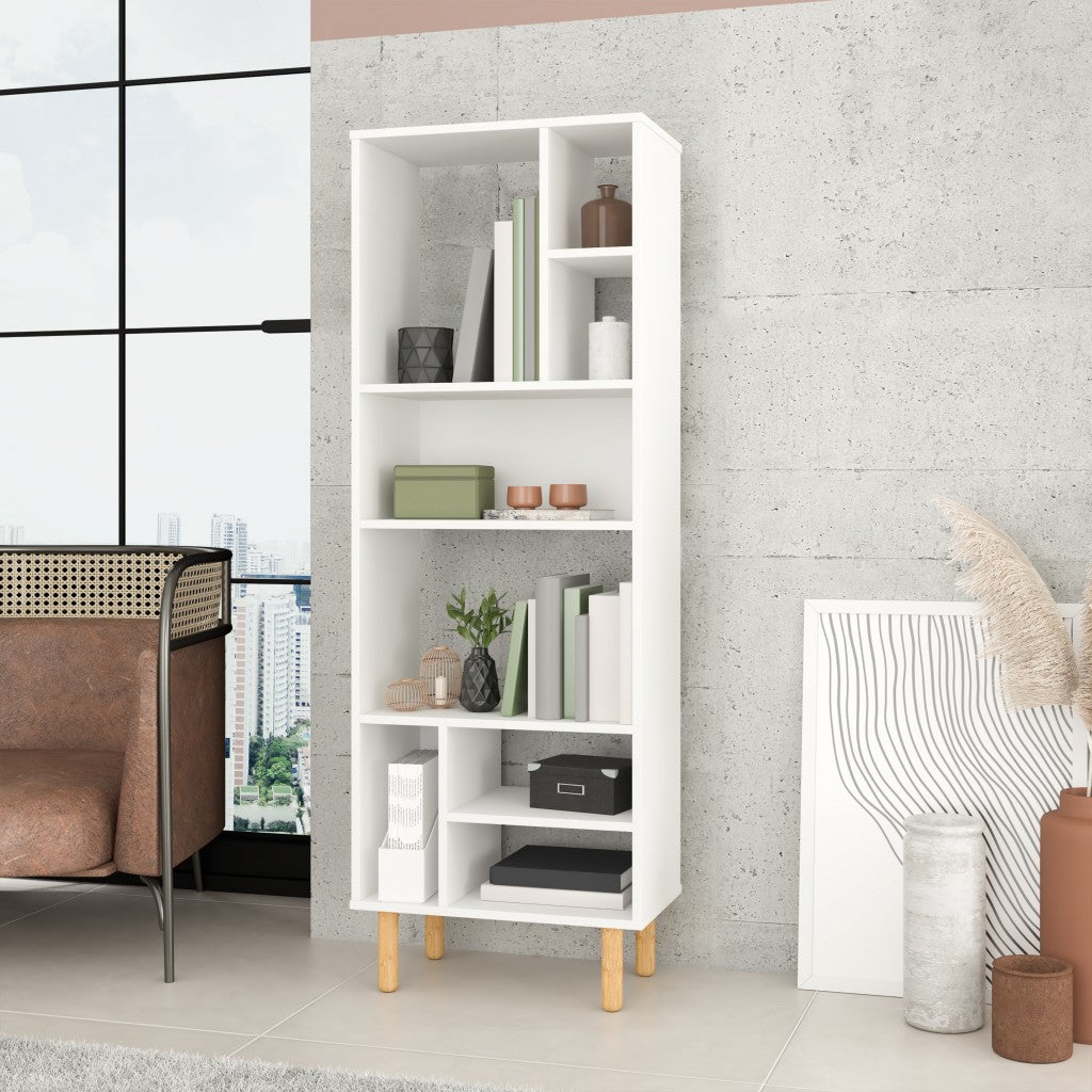  Iko 60" White Modern Abstract Open Shelving Unit By Homeroots 