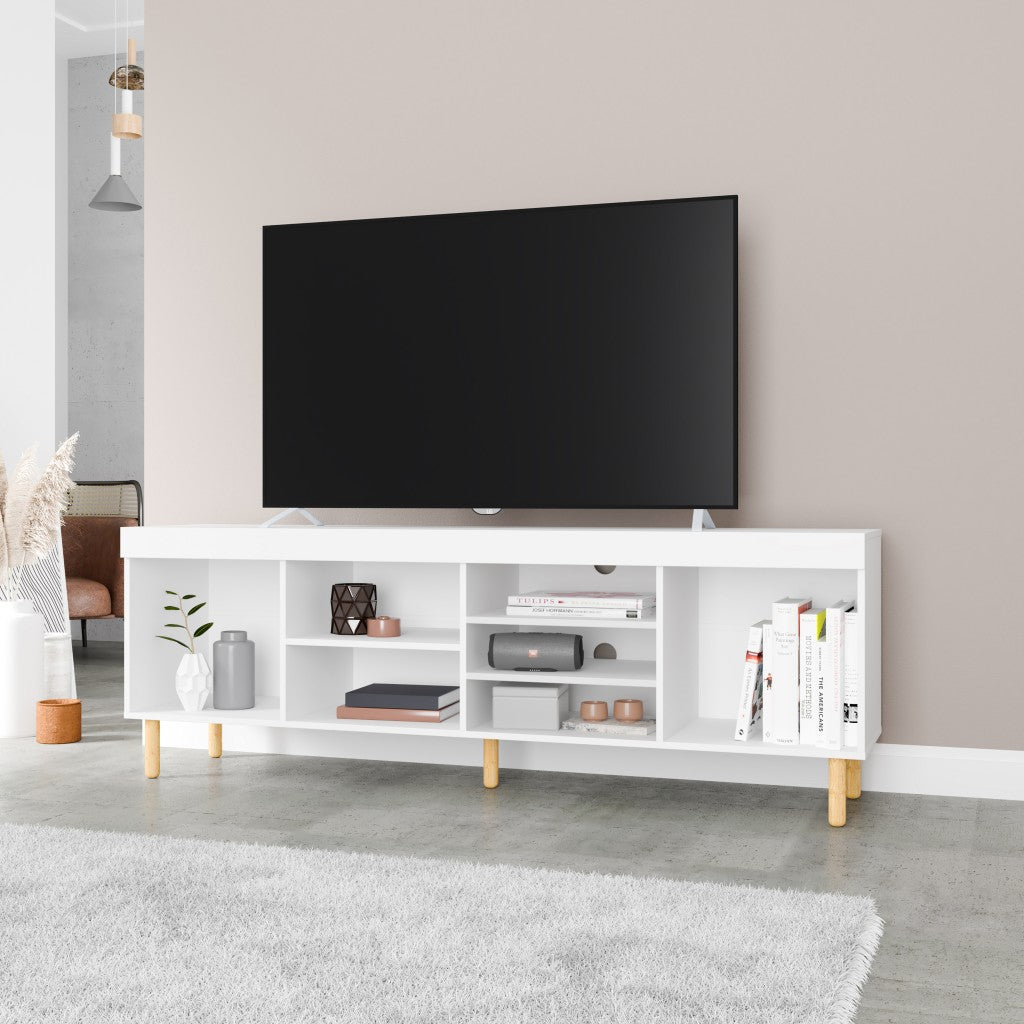  Iko White Modern TV Stand Open Cubbie Media Center By Homeroots 