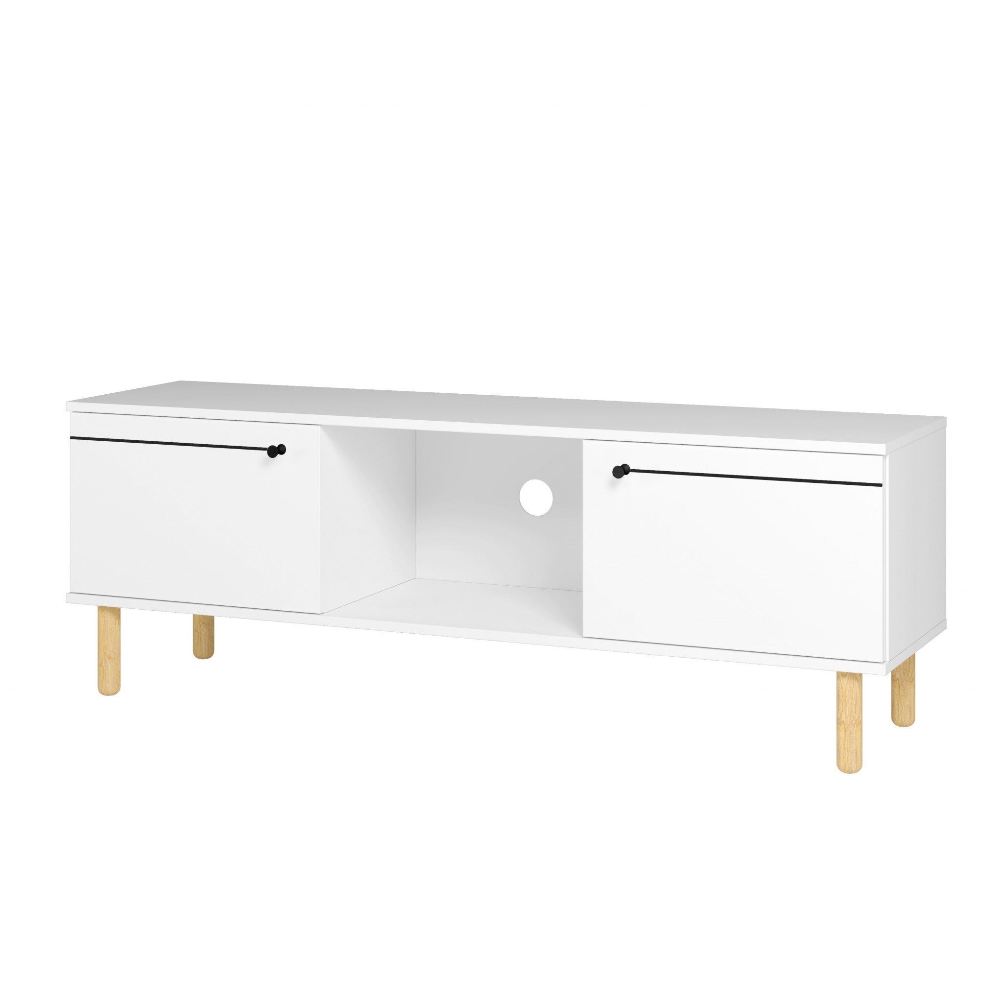  Iko White Modern TV Stand Media Center with Cabinets By Homeroots 