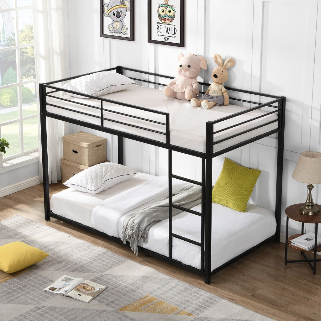  Black Twin Over Twin Metal Low Bunk Bed By Homeroots 