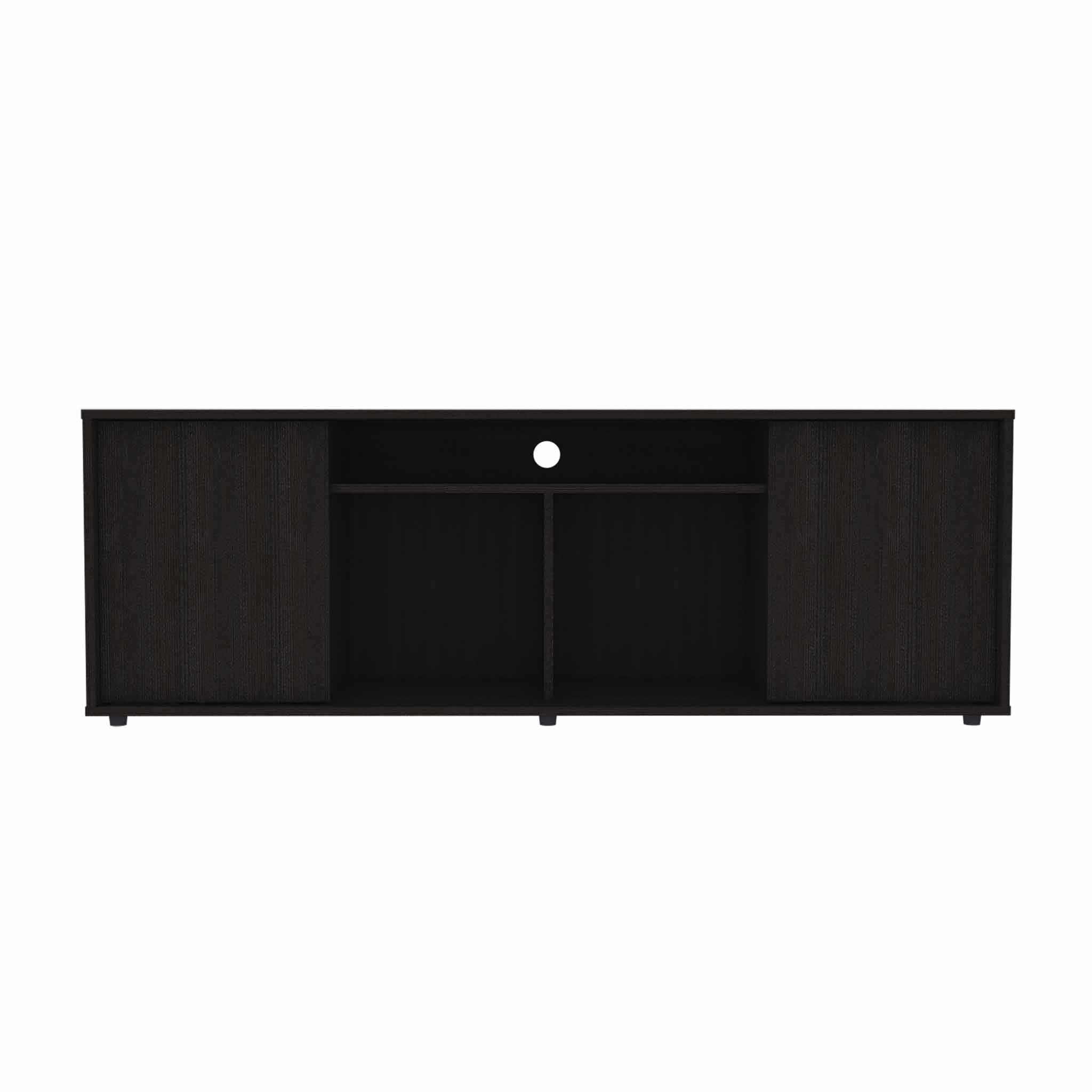  Black TV Stand Media Center with Two Cabinets By Homeroots 