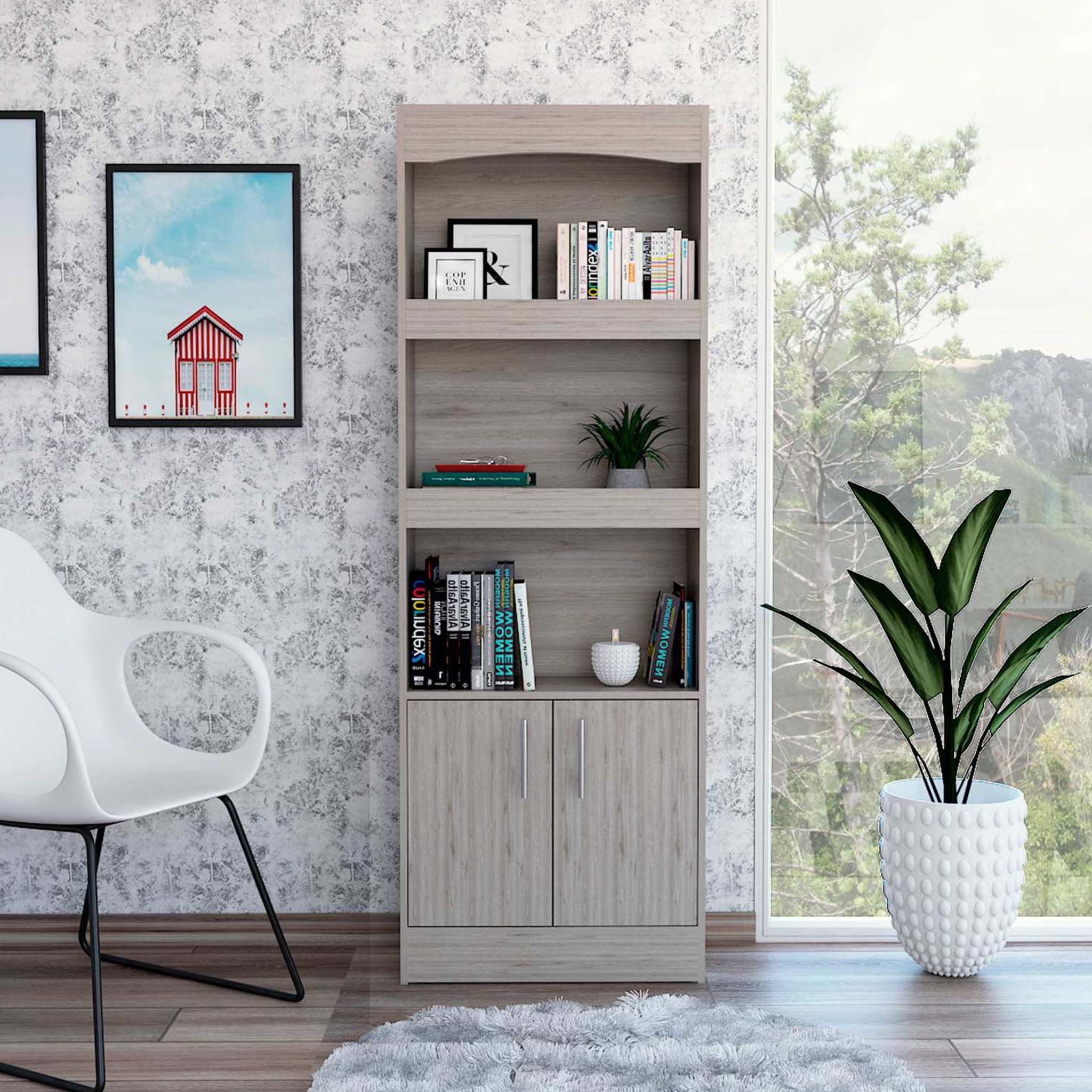  Catarina Light Gray Bookcase Cabinet By Homeroots 