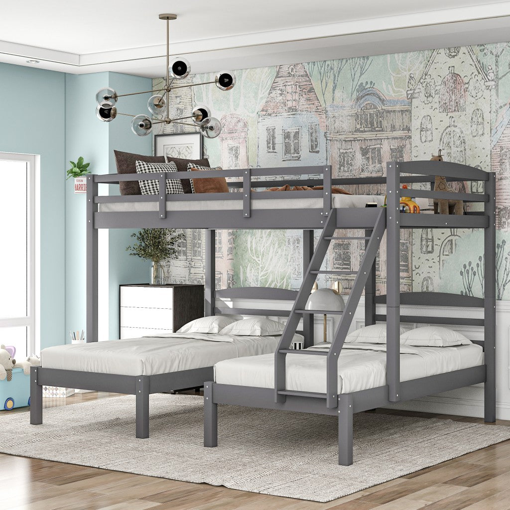  Gray Full Over Double Twin Triple Bunk Bed By Homeroots 