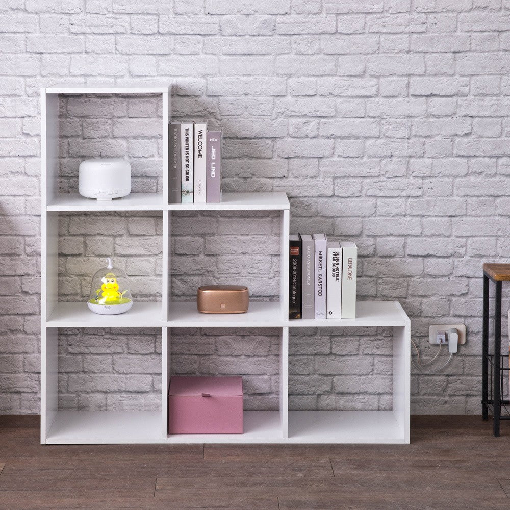  Classic White Finish Six Cubby Stepped Bookcase By Homeroots 