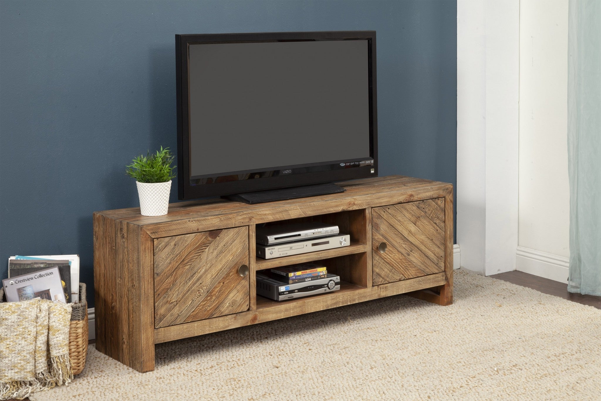  Rustic Natural Trendy TV Console By Homeroots 