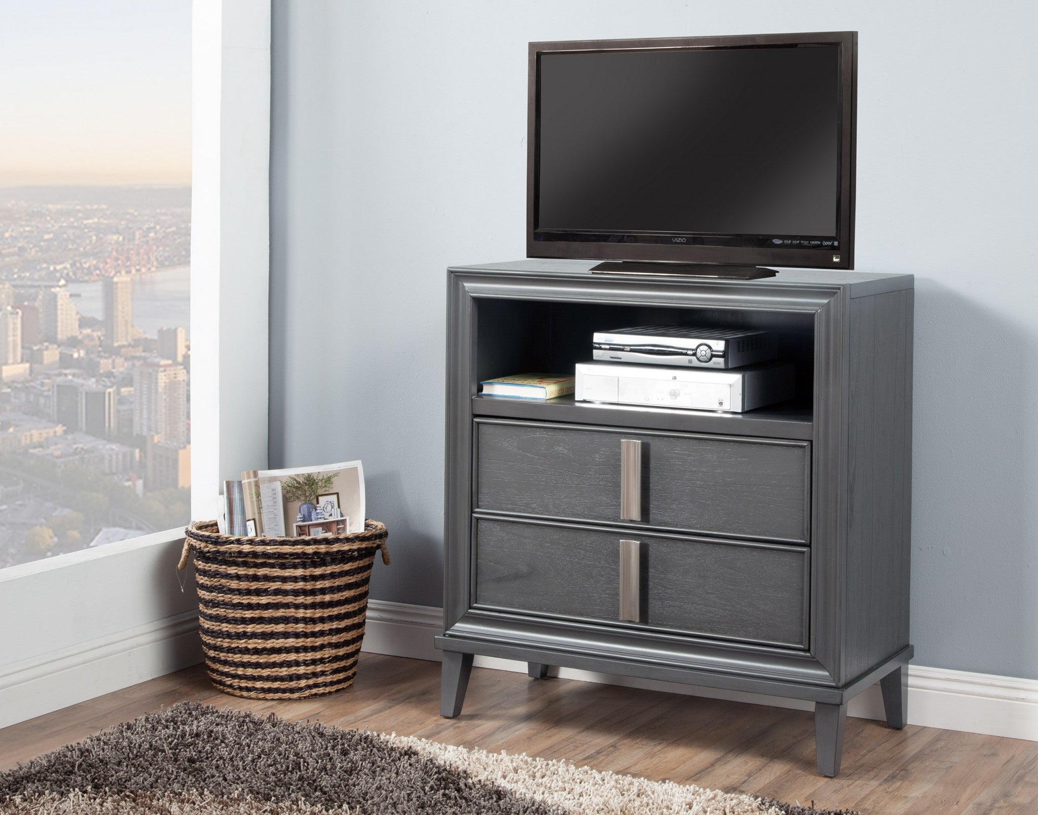  Contemporary Dark Grey TV Console Cabinet By Homeroots 