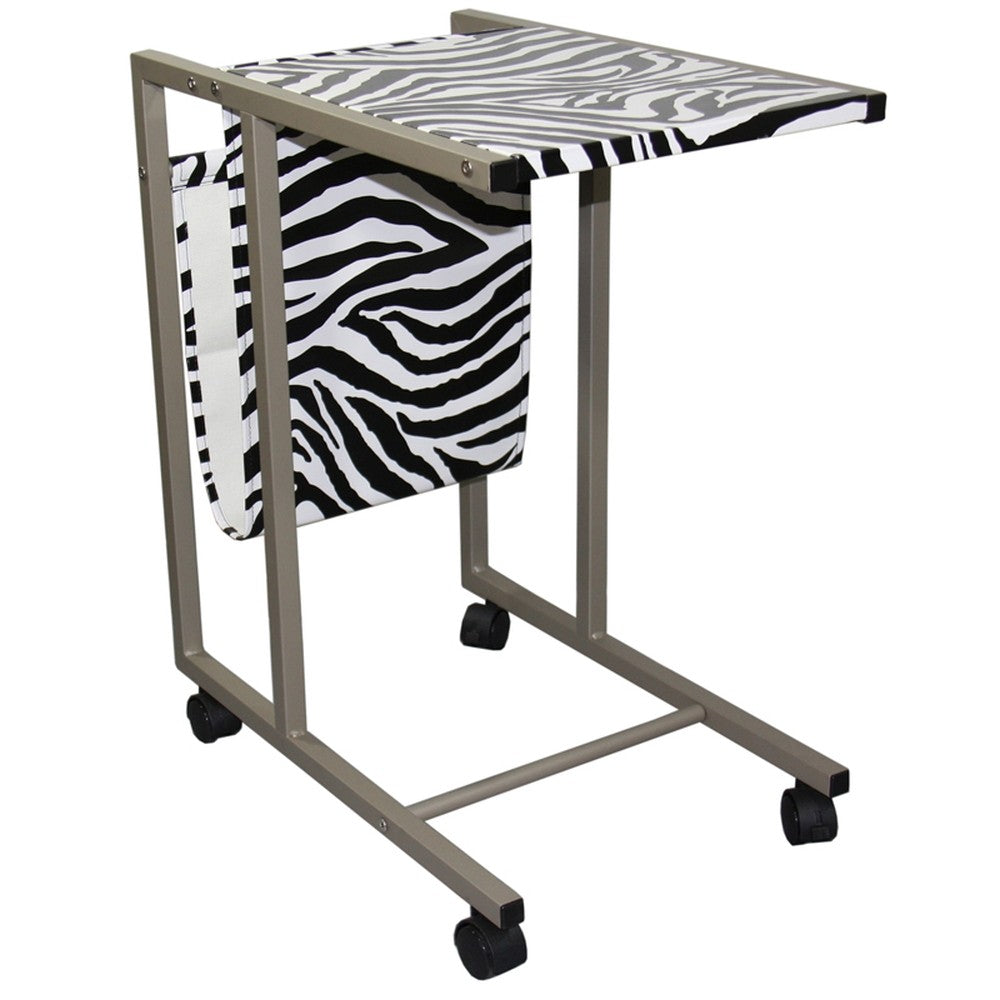  Modern Zebra Print Metal Laptop Cart And Desk By Homeroots 